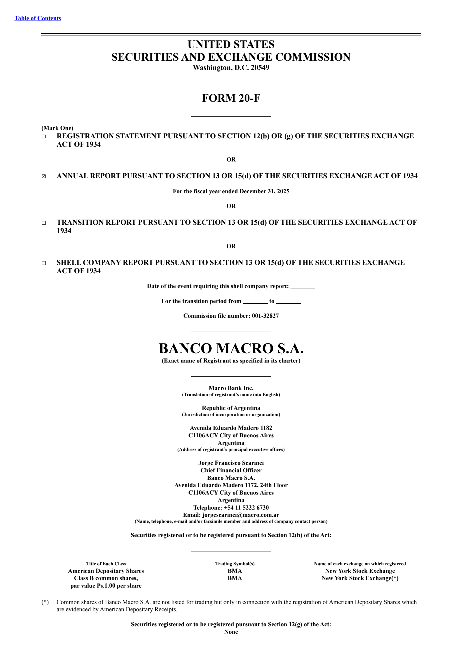 Macro Bank's Q4 2025 Annual report