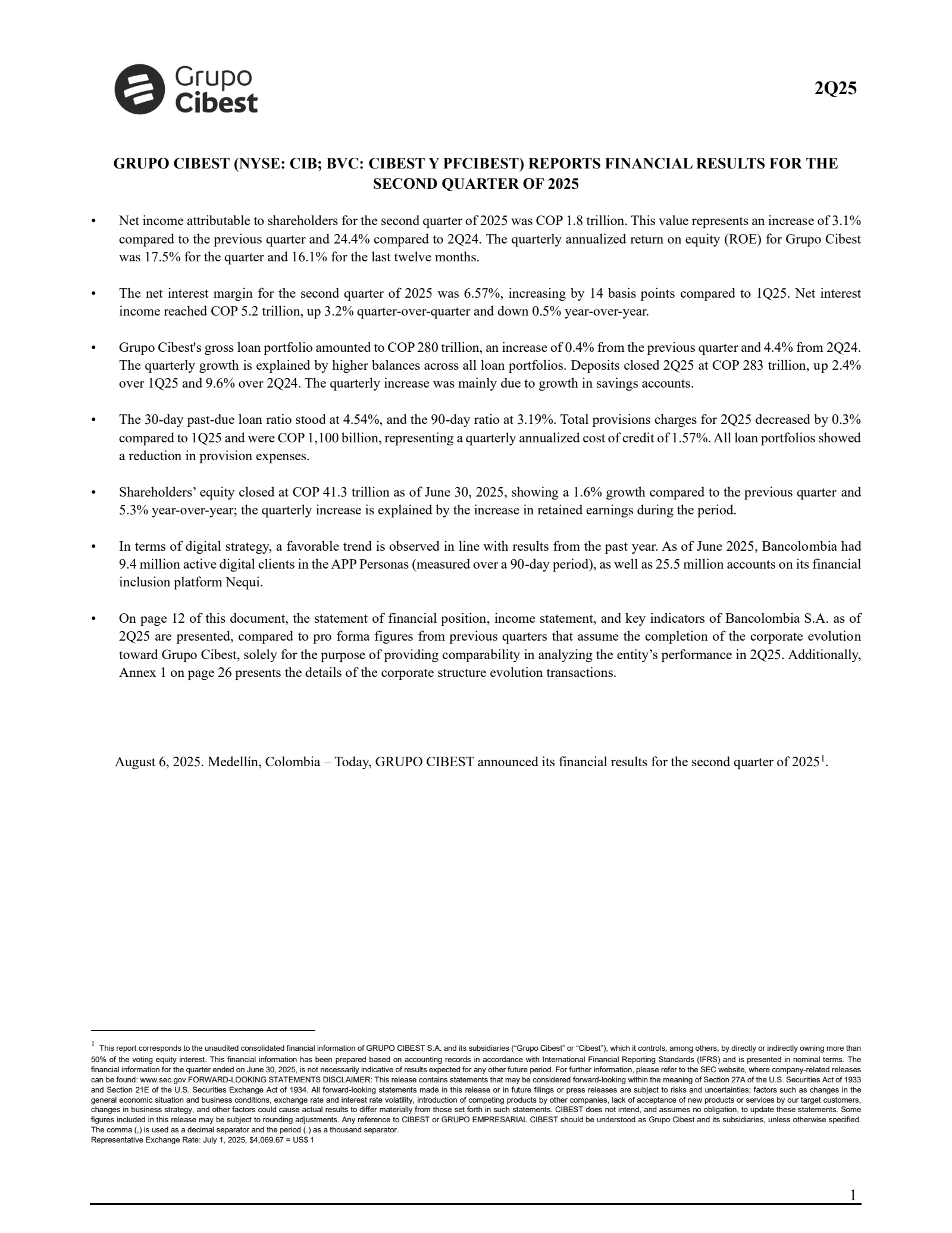 BanColombia's Q2 2025 Press Release