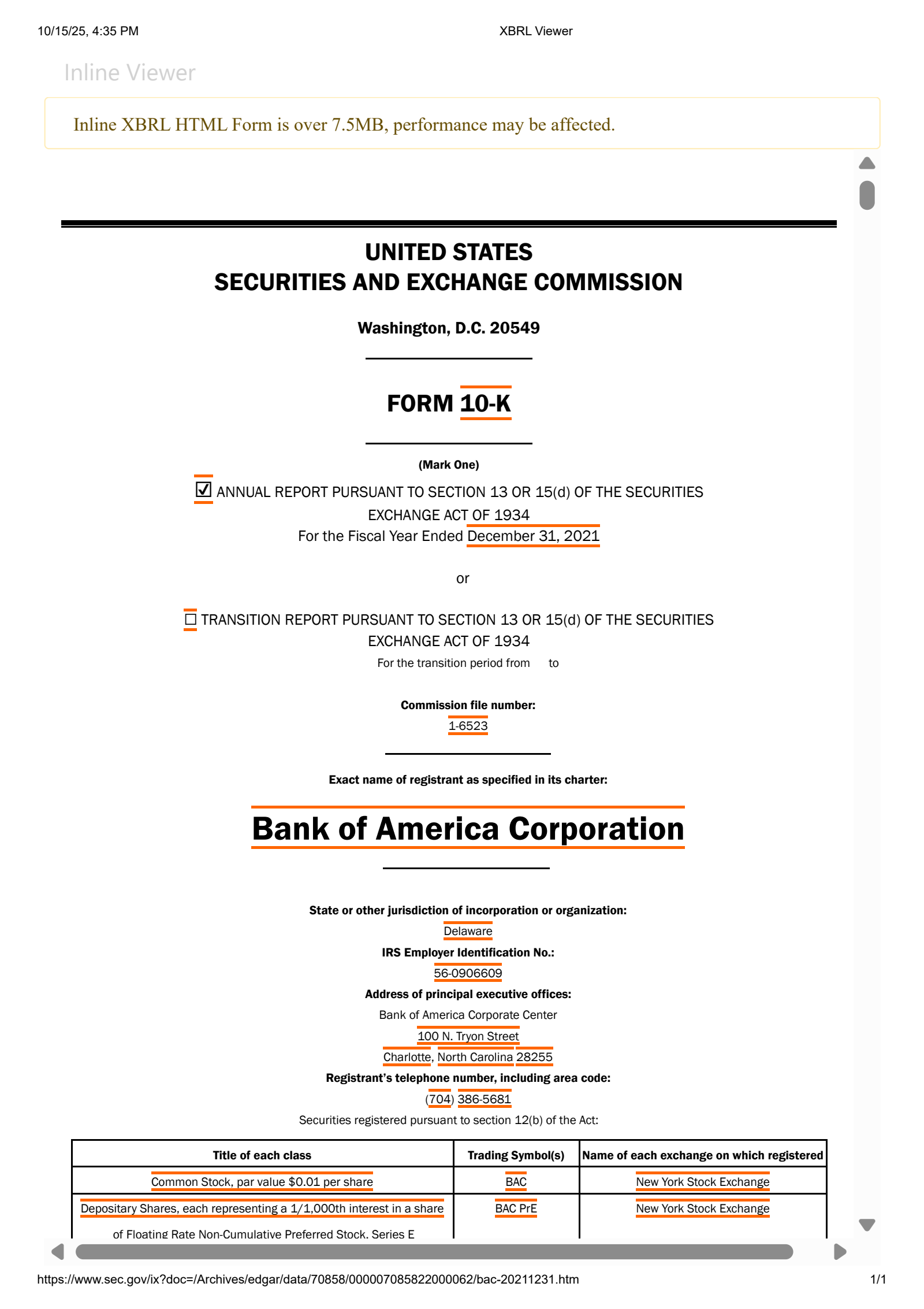 Bank of America's Q4 2021 Annual Report