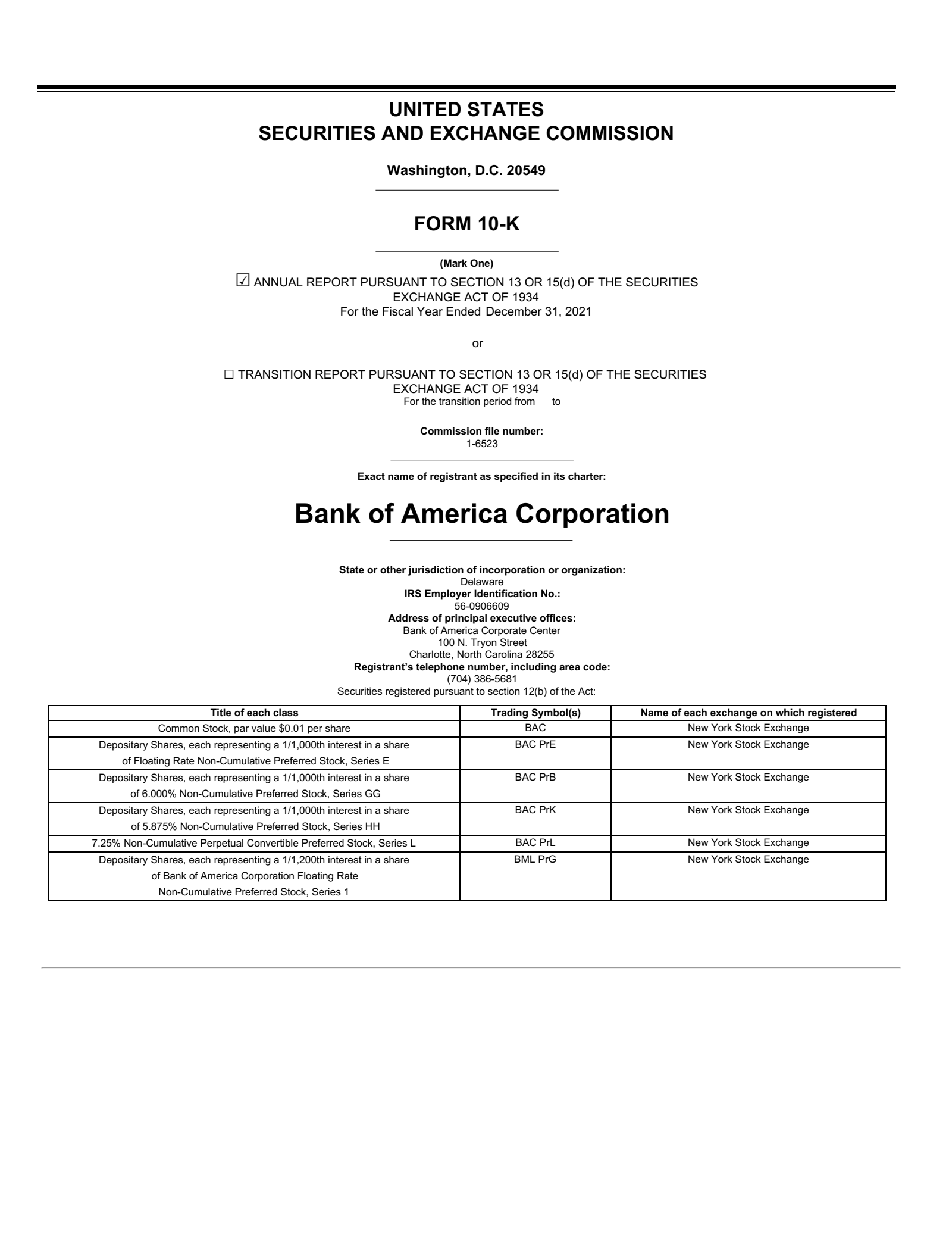 Bank of America's Q4 2021 Annual report
