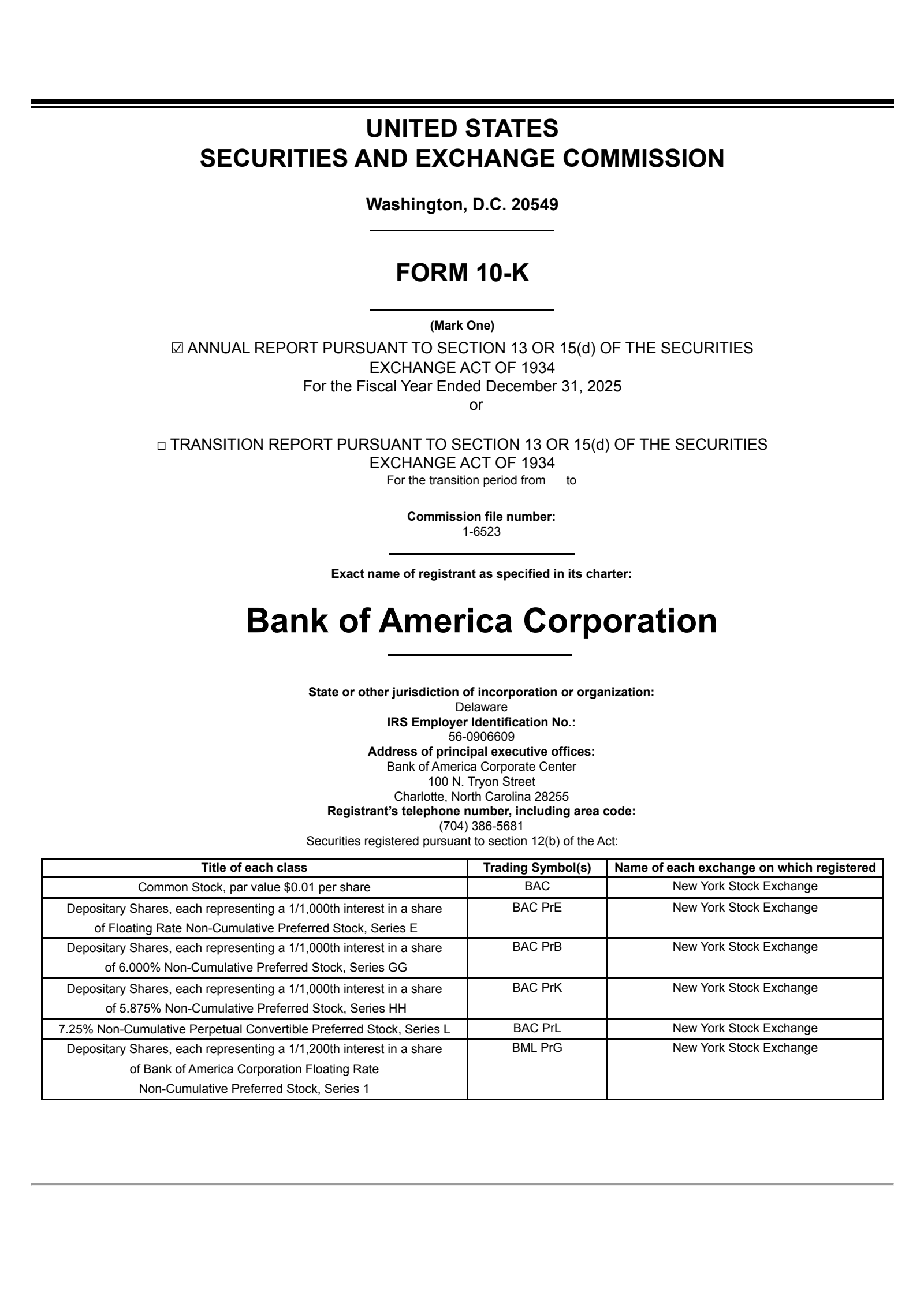 Bank of America's Q4 2025 Annual report