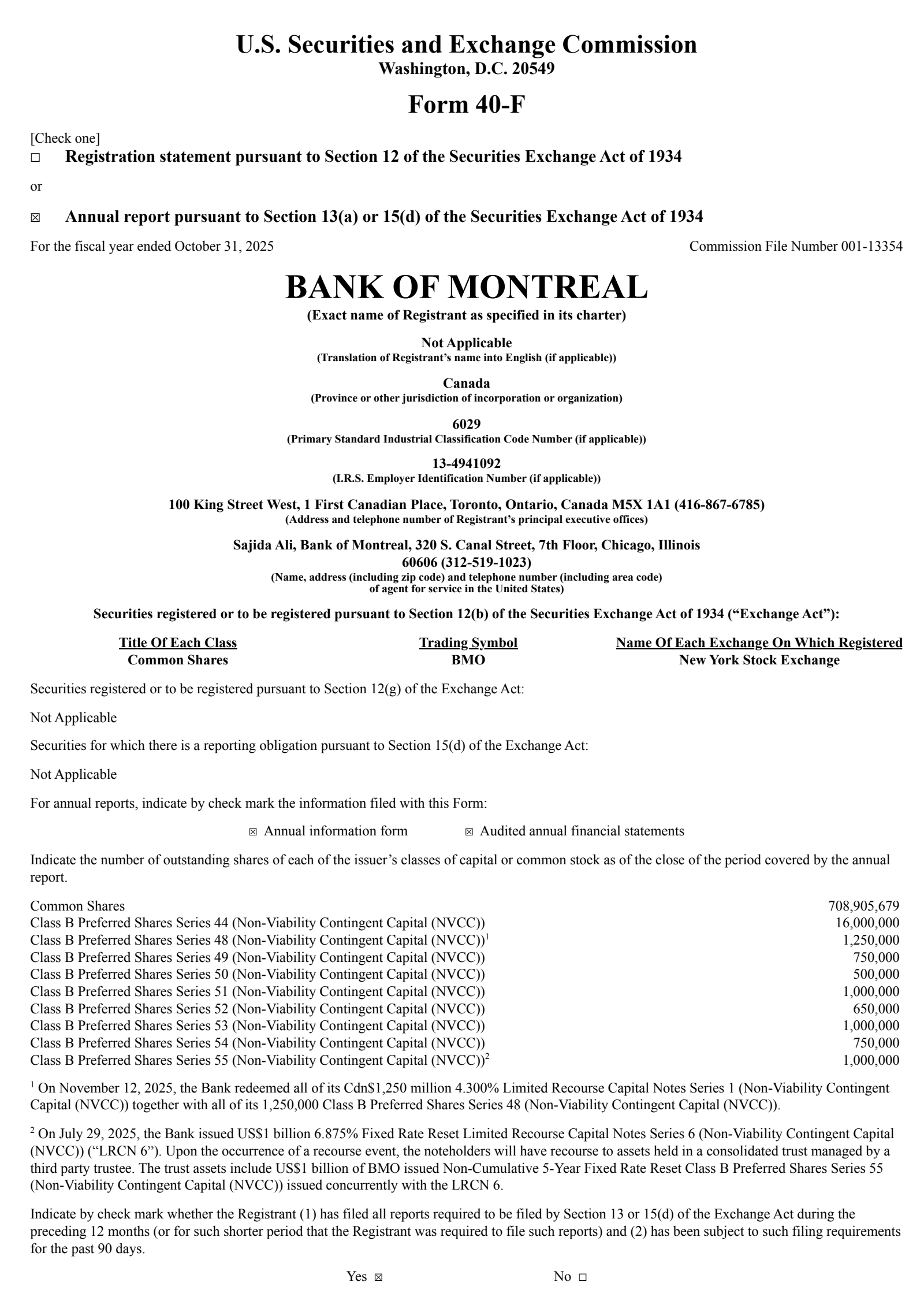 Bank Of Montreal's Q4 2025 Annual report