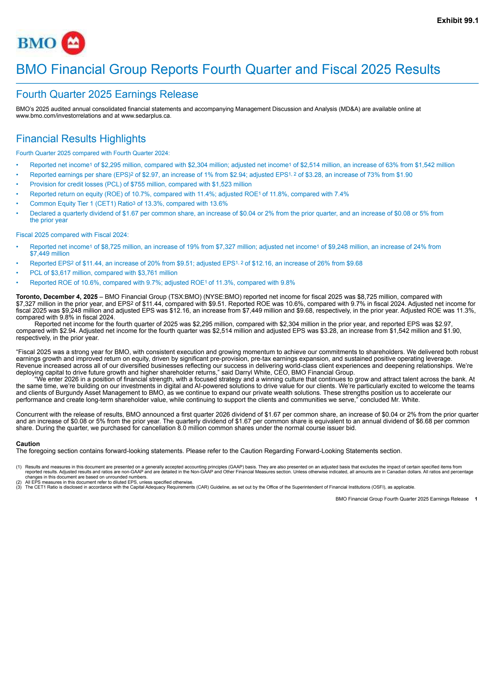 Bank Of Montreal's Q4 2025 Earnings Release