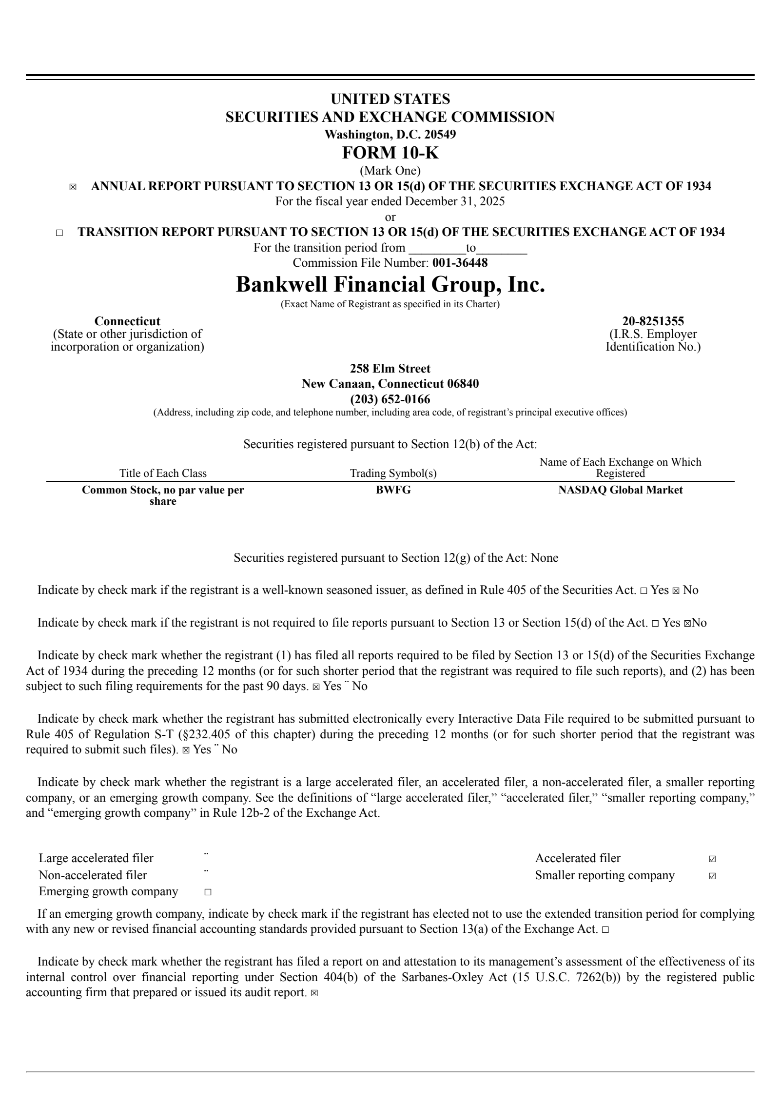 Bankwell Financial Group's Q4 2025 Annual report