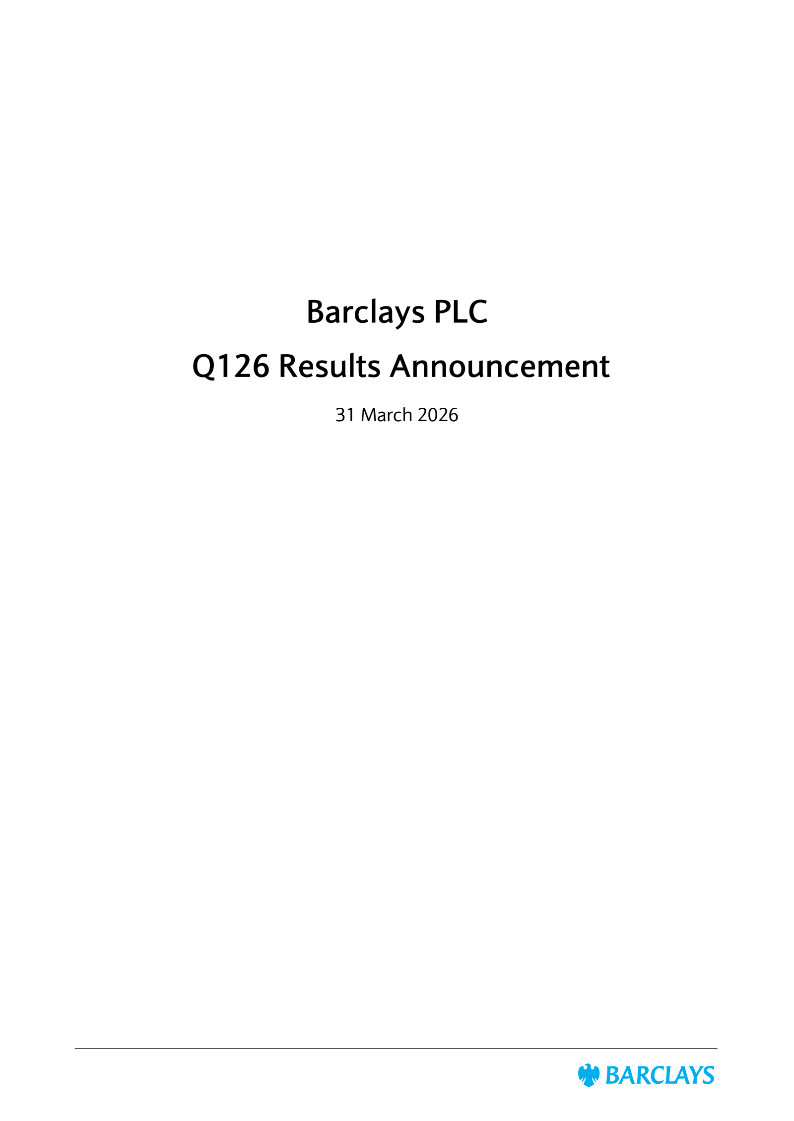 Barclays' Q1 2026 Interim report