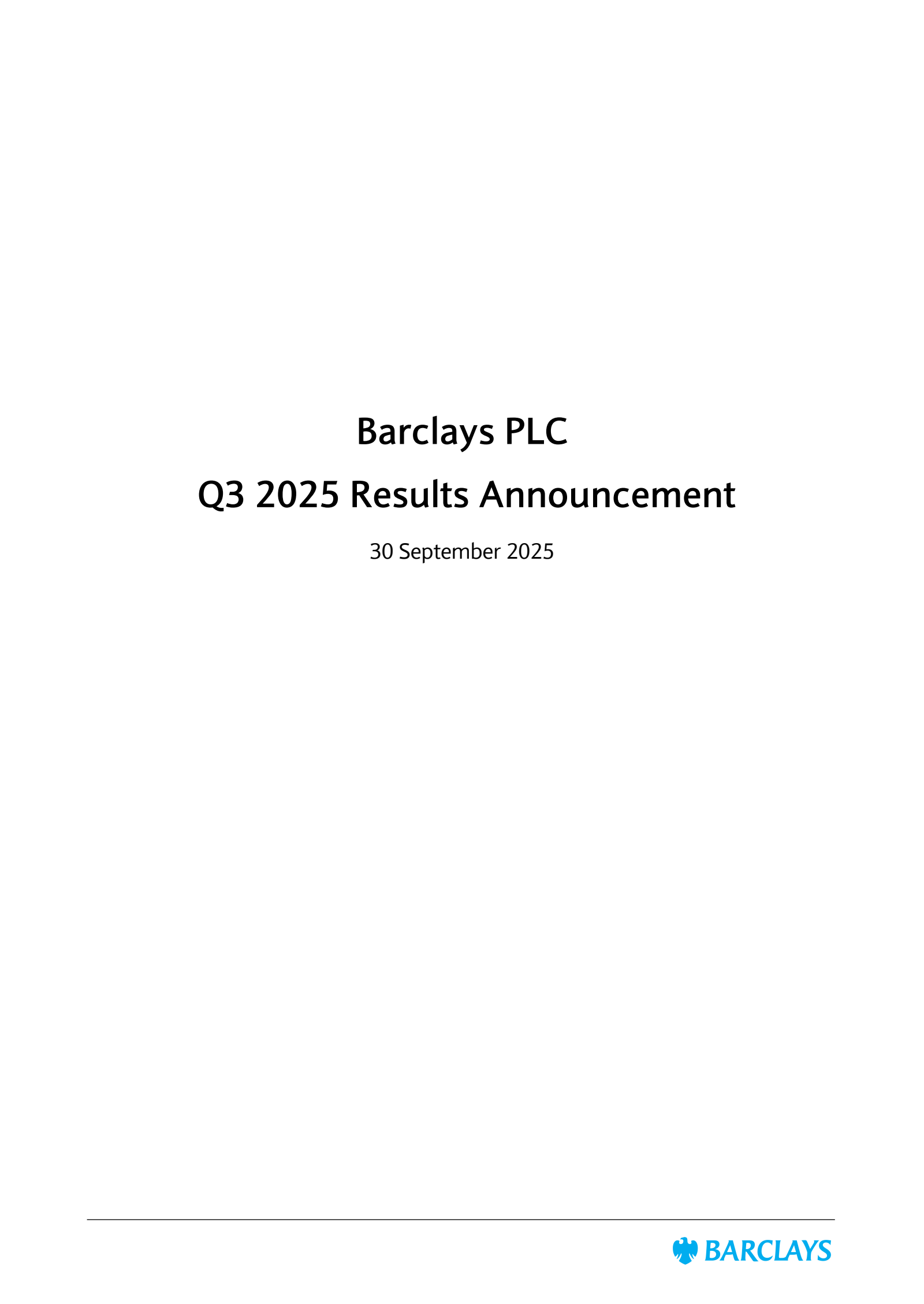 Barclays' Q3 2025 Interim Report
