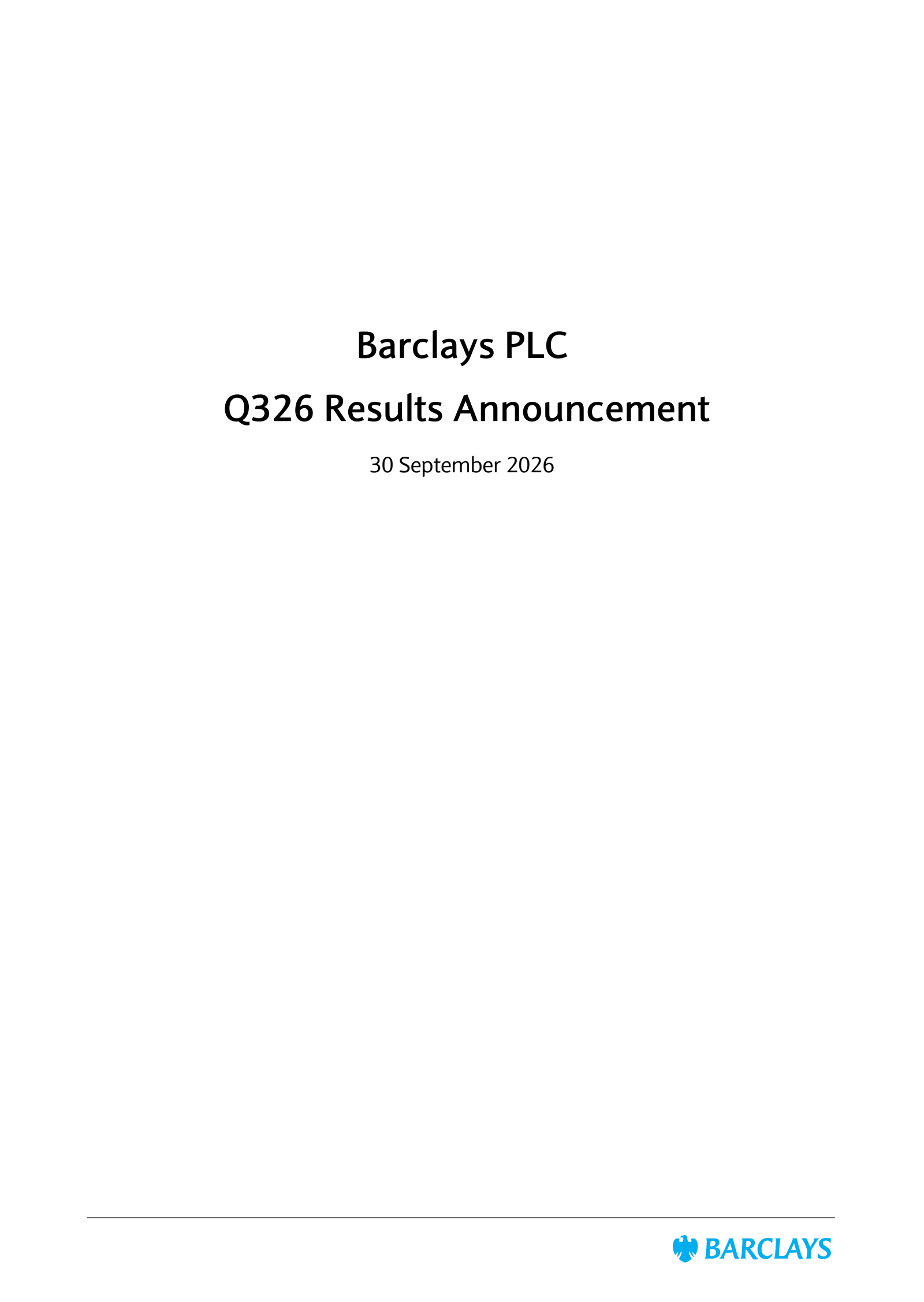 Barclays' Q3 2026 Interim report