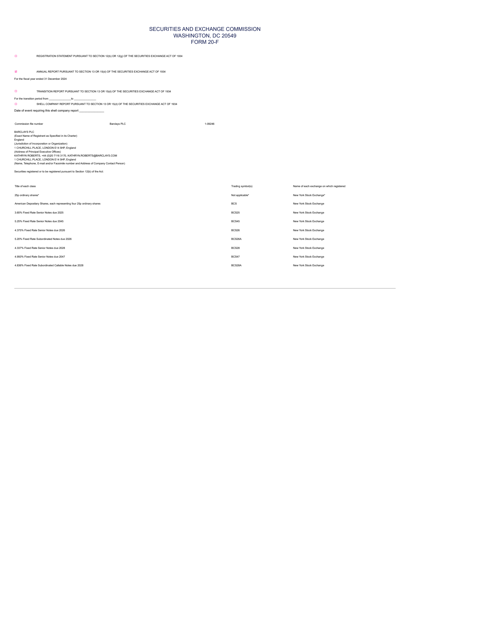 Barclays' Q4 2024 Annual Report