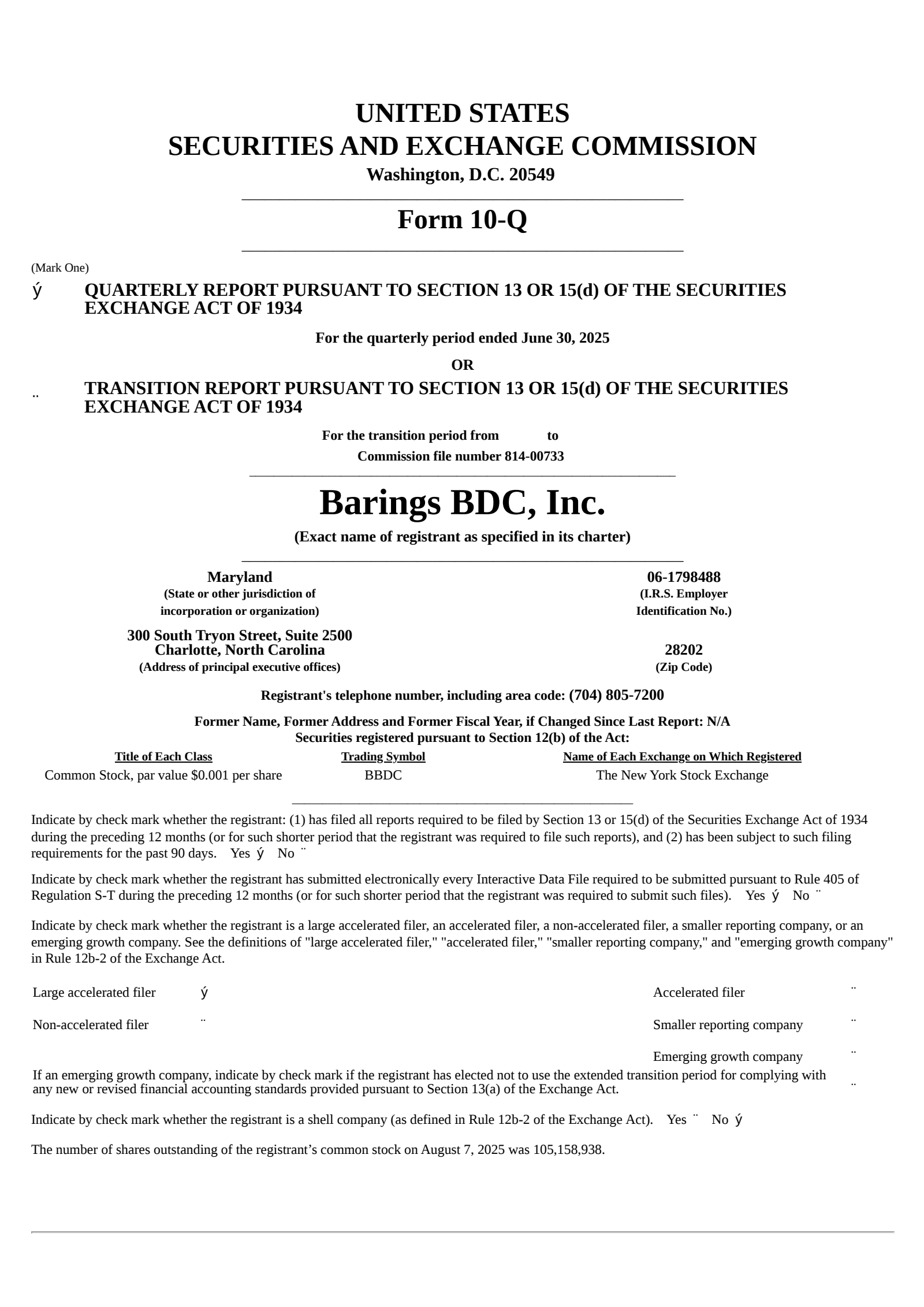 Barings Bdc's Q2 2025 Quarterly report