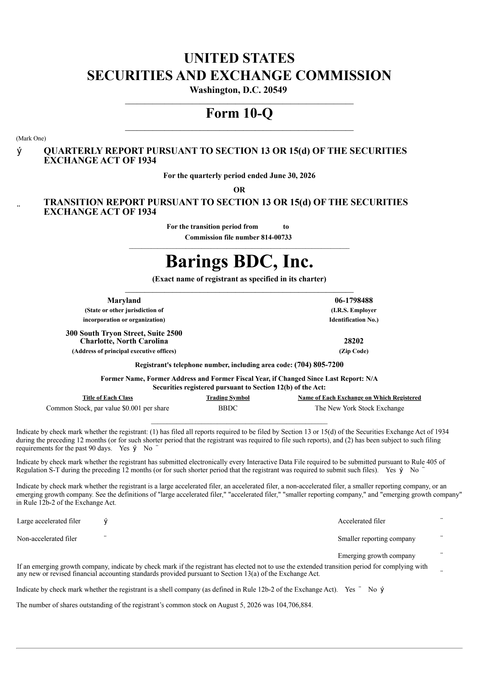 Barings Bdc's Q2 2026 Quarterly report