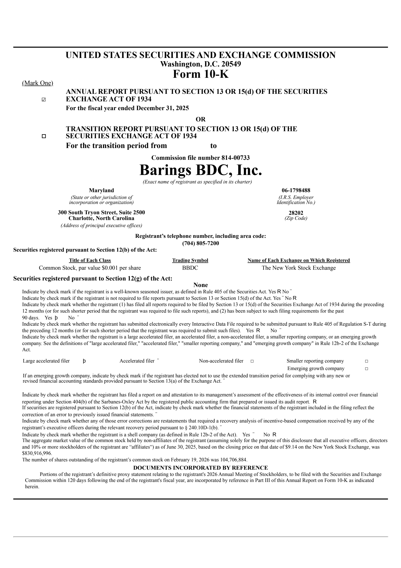 Barings Bdc's Q4 2025 Annual report