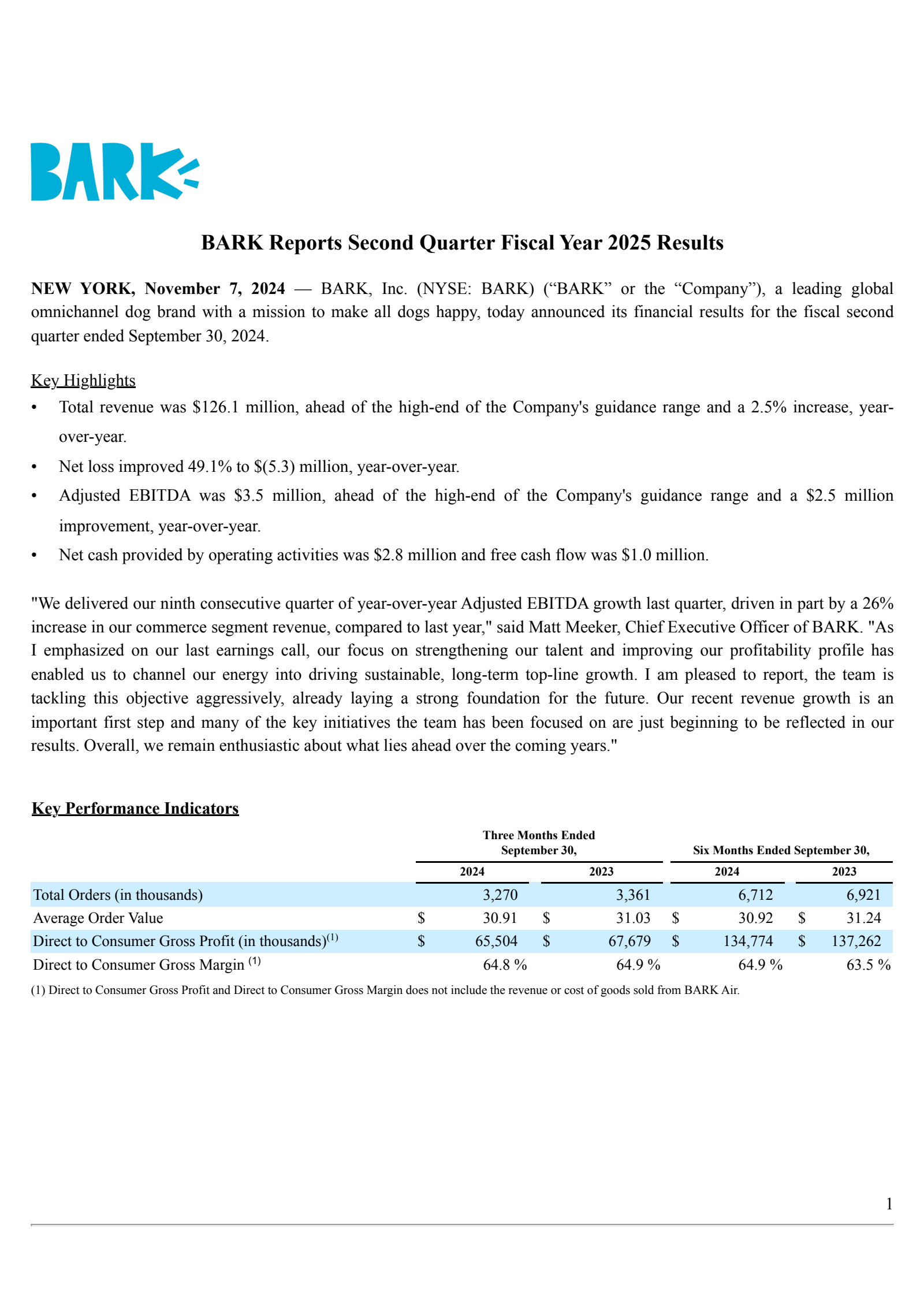 BARK's Q2 2025 Press Release