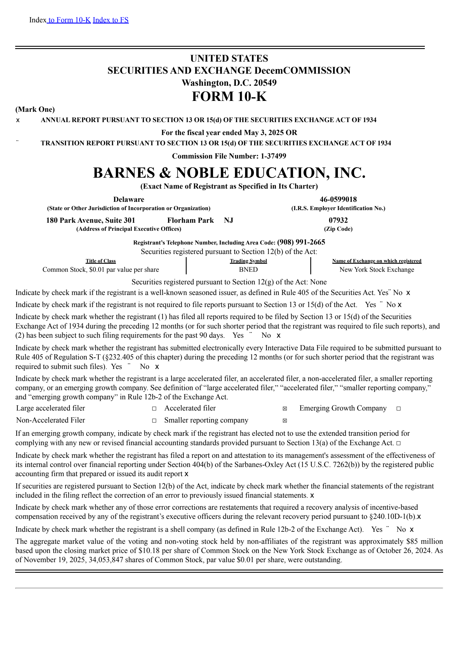 Barnes & Noble Education's Q4 2025 Annual Report