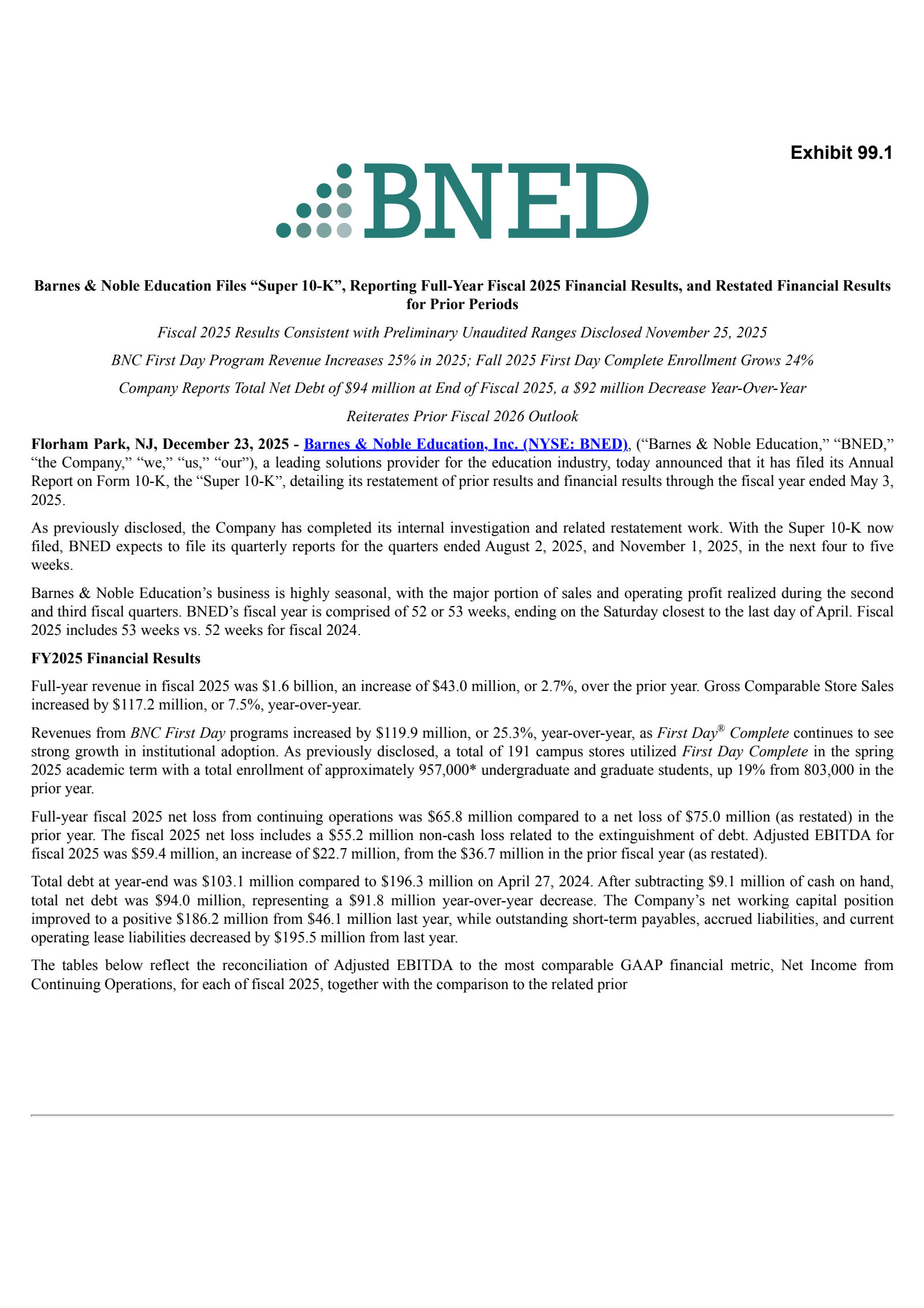 Barnes & Noble Education's Q4 2025 Earnings Release