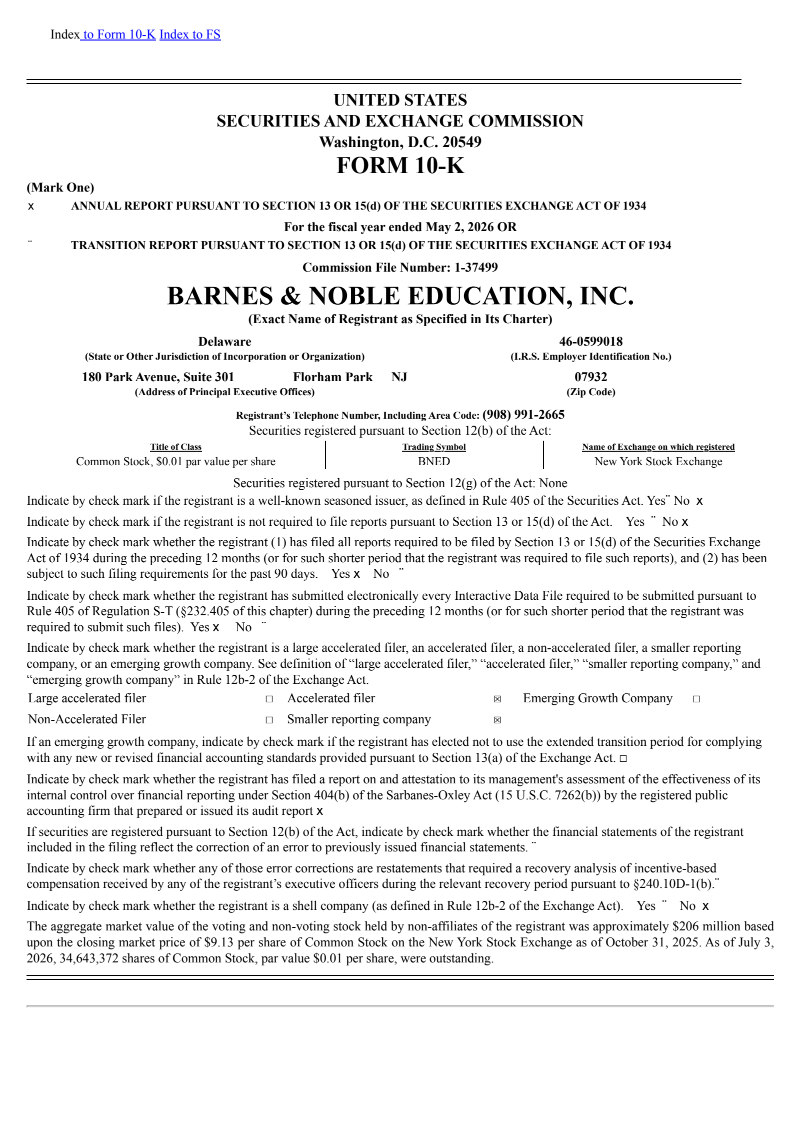 Barnes & Noble Education's Q4 2026 Annual report