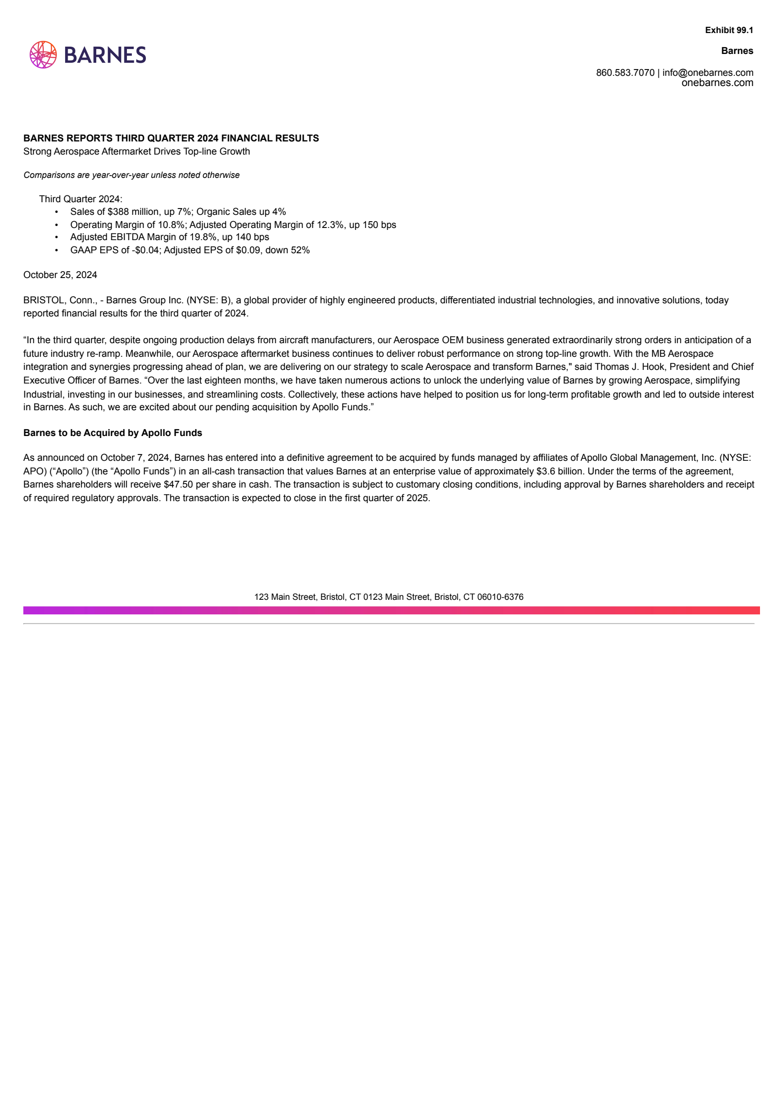 Barrick Mining's Q3 2024 Press Release
