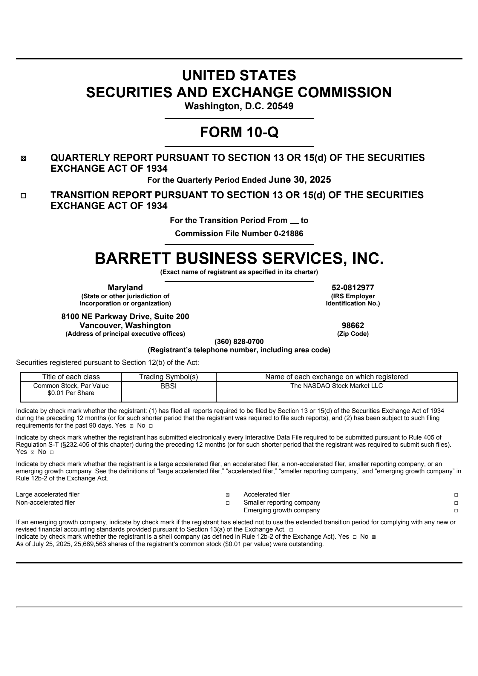 Barrett Business Services' Q2 2025 Quarterly report