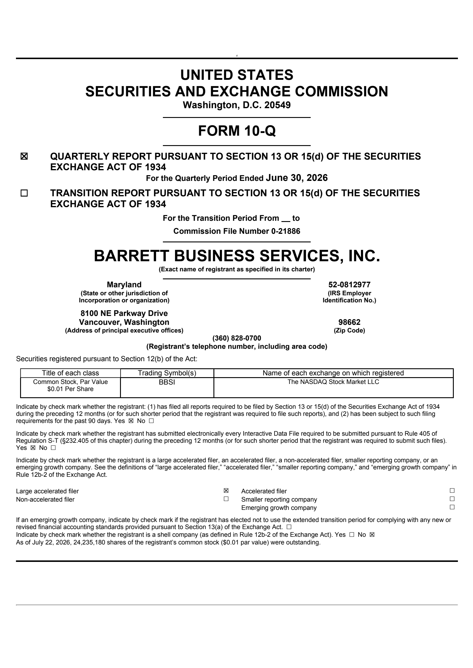 Barrett Business Services' Q2 2026 Quarterly report