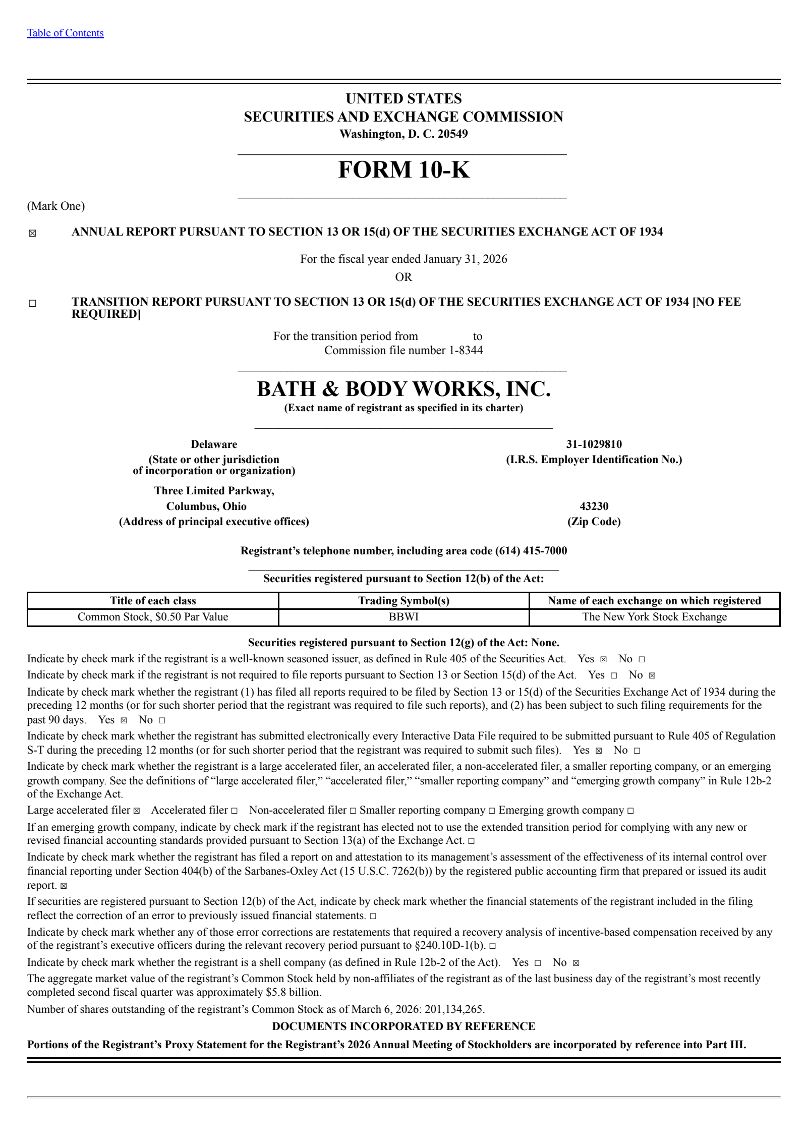 Bath & Body Works' Q4 2026 Annual report