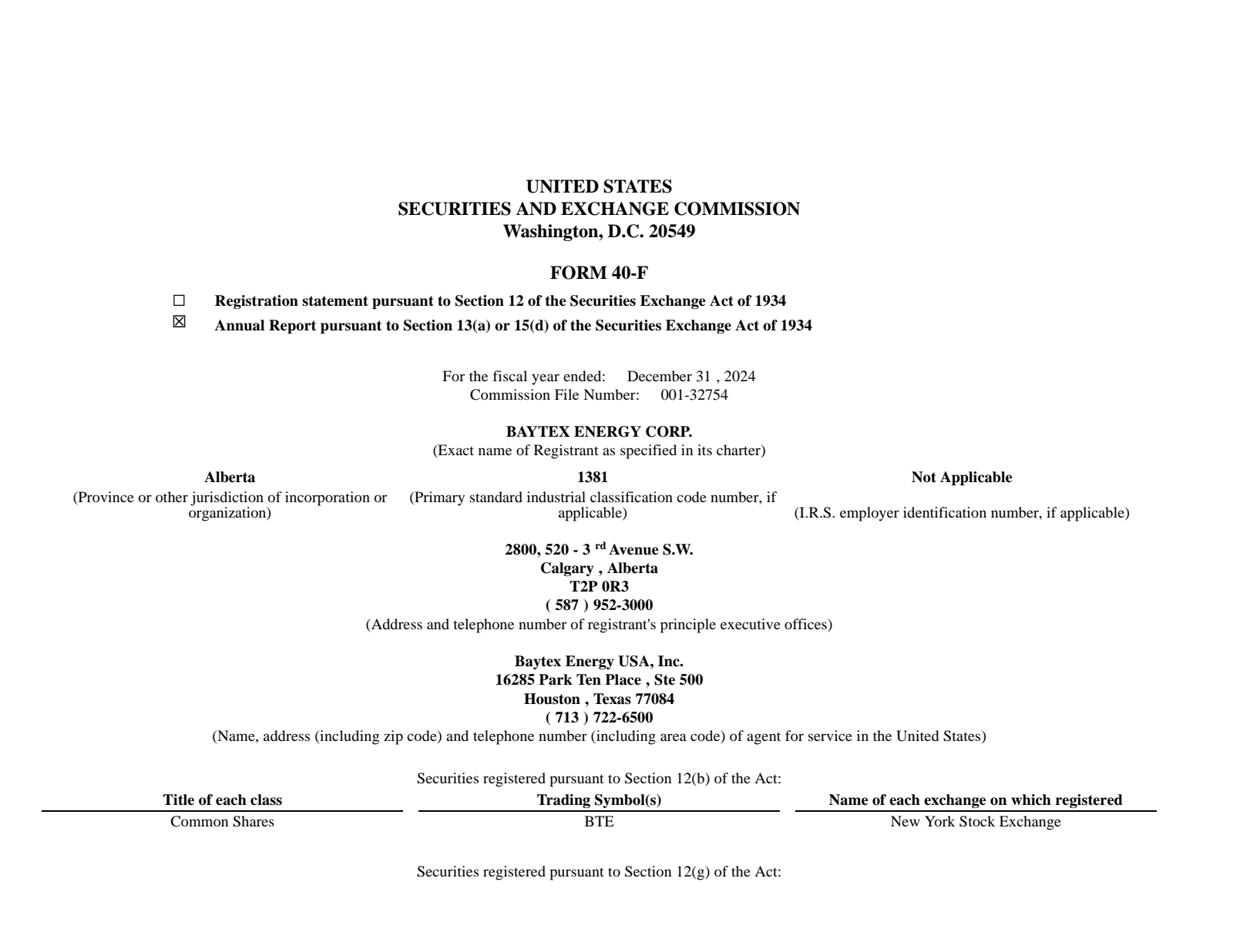 Baytex Energy's Q4 2024 Annual report