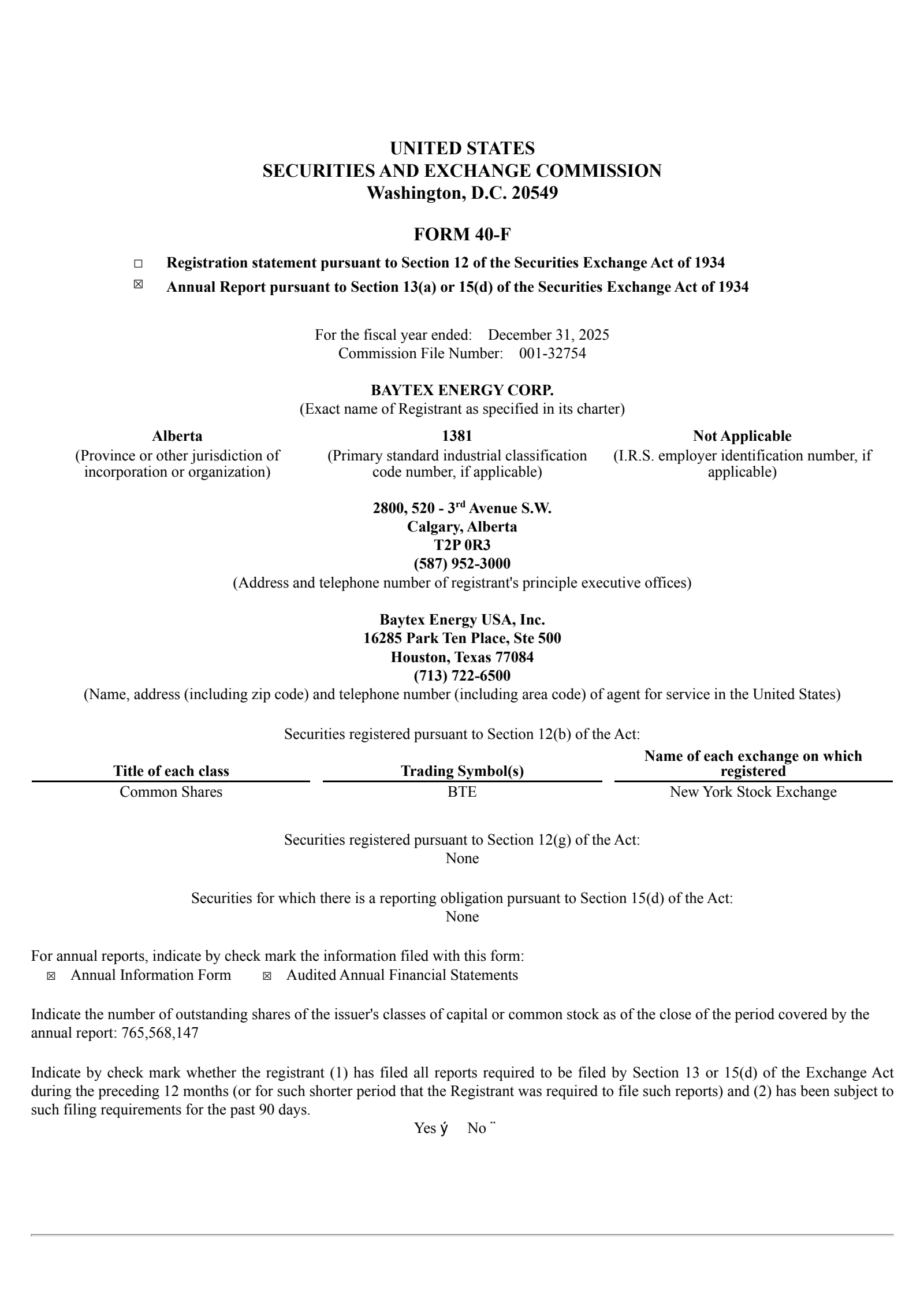 Baytex Energy's Q4 2025 Annual report