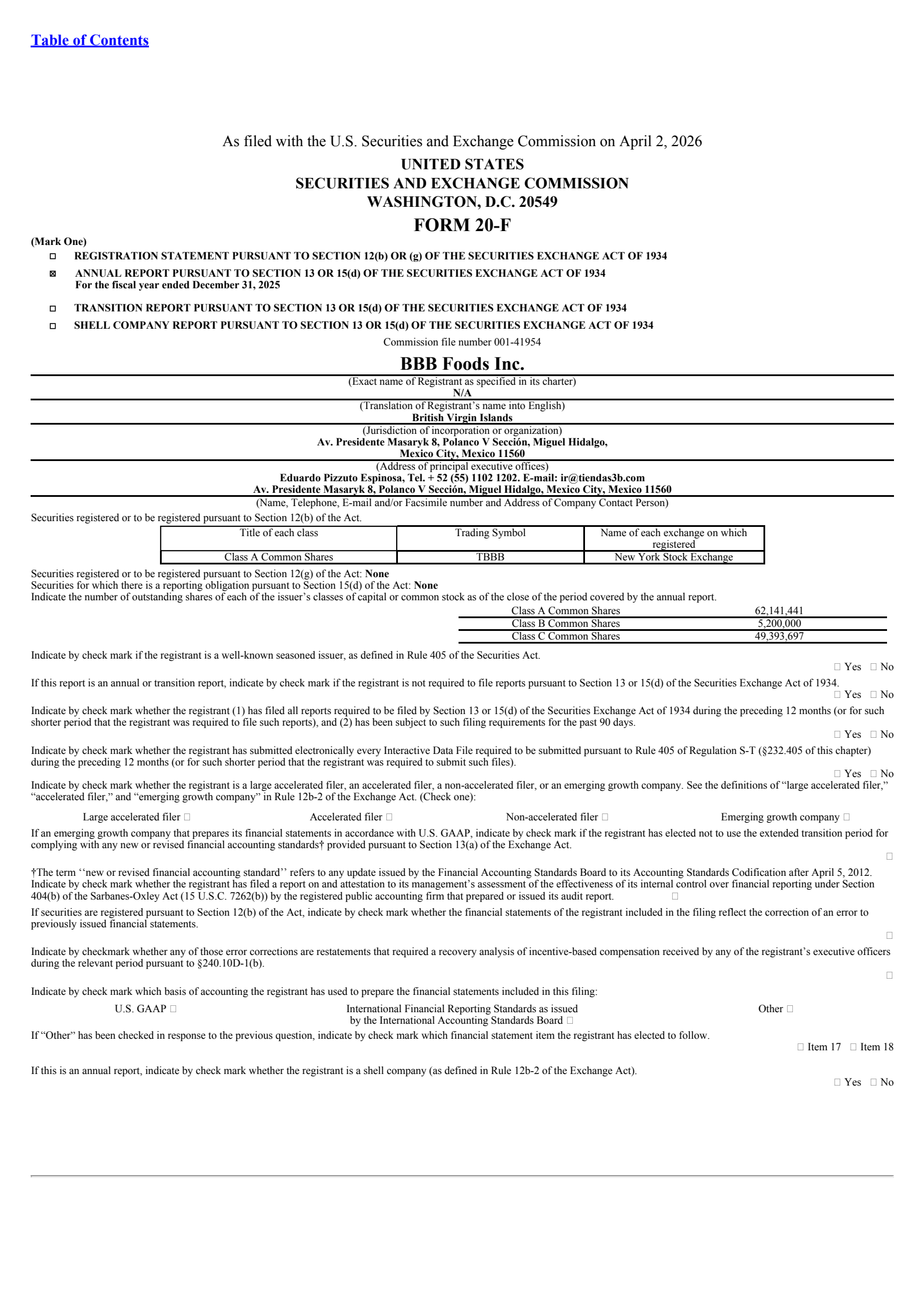 BBB Foods' Q4 2025 Annual report