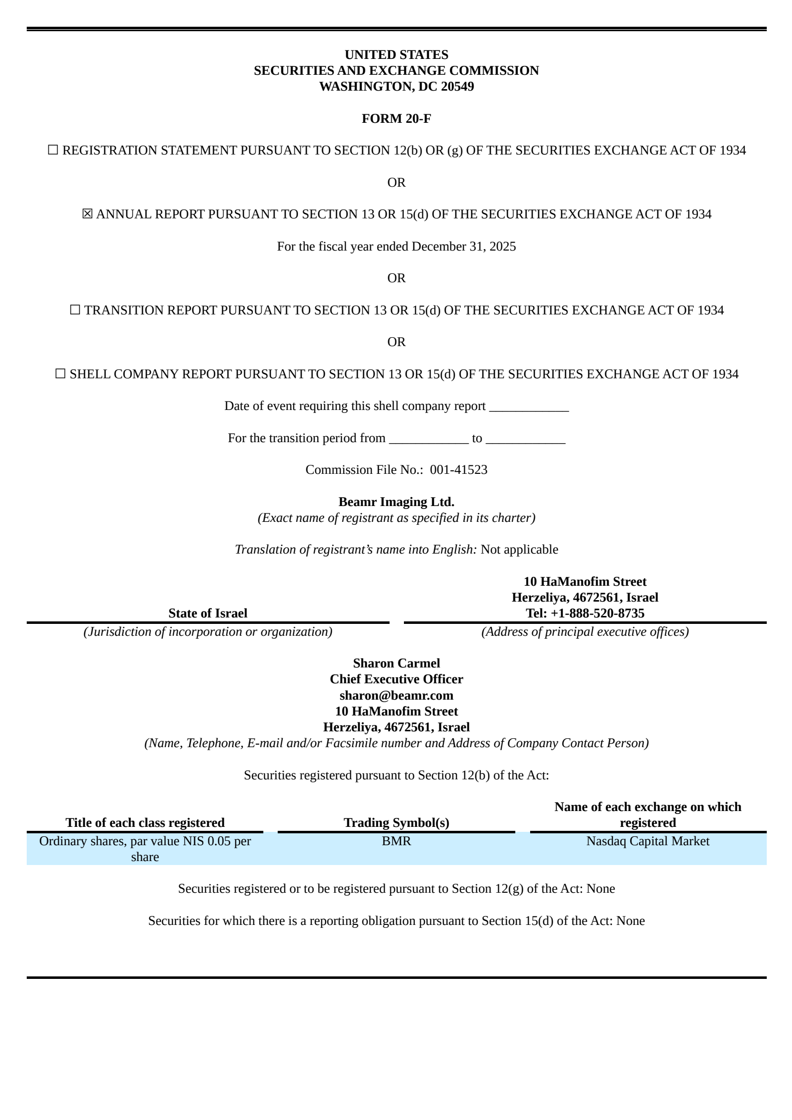 Beamr Imaging's Q4 2025 Annual report