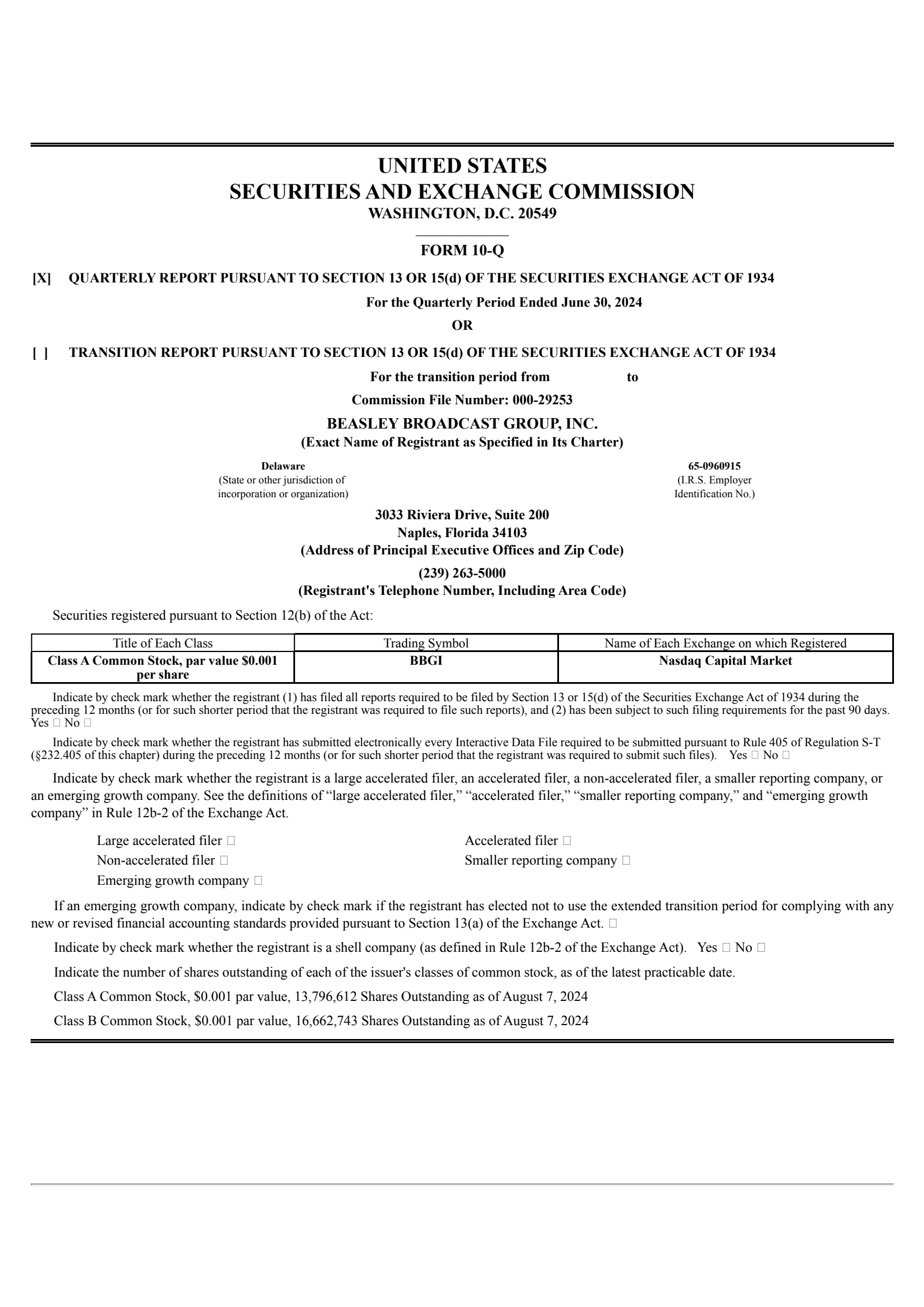 Beasley Broadcast Group's Q2 2024 Quarterly report