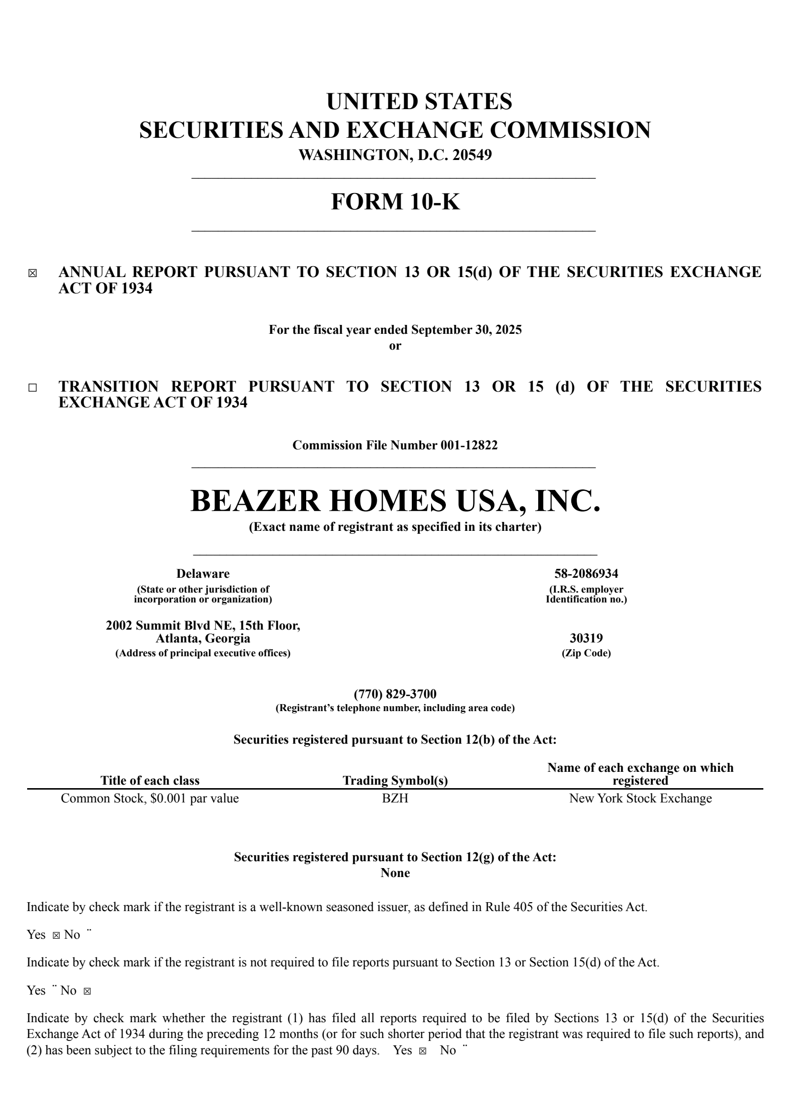 Beazer Homes USA's Q4 2025 Annual Report