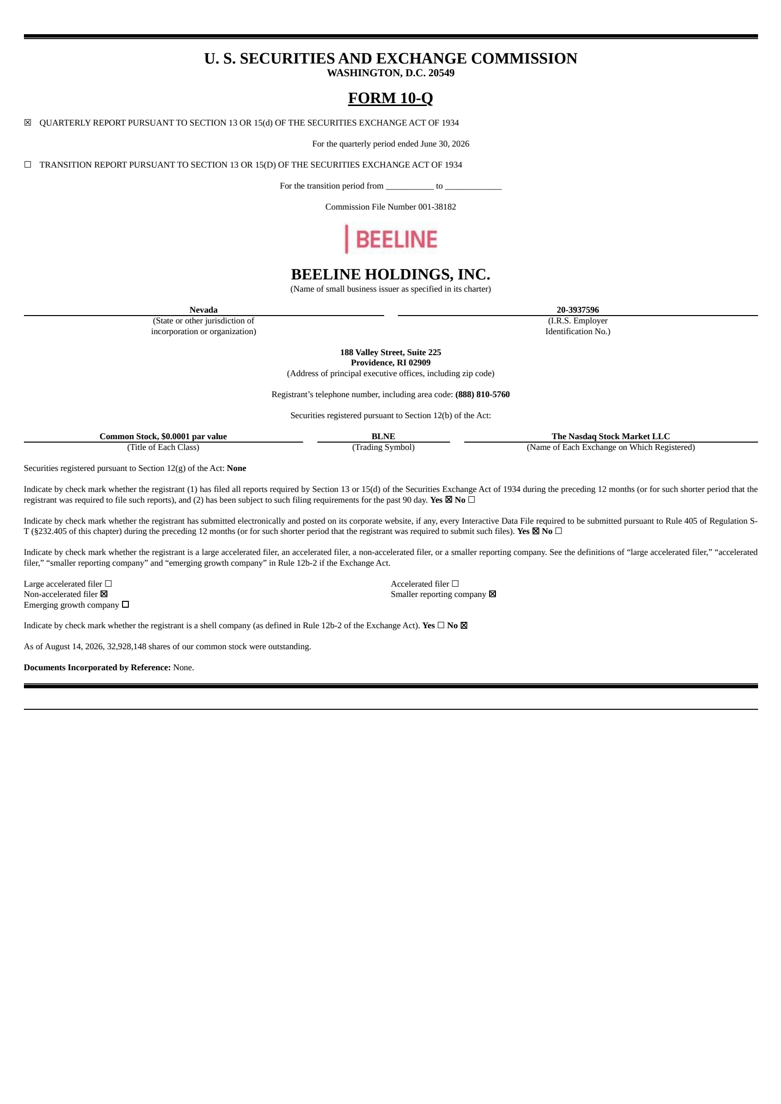Beeline's Q2 2026 Quarterly report