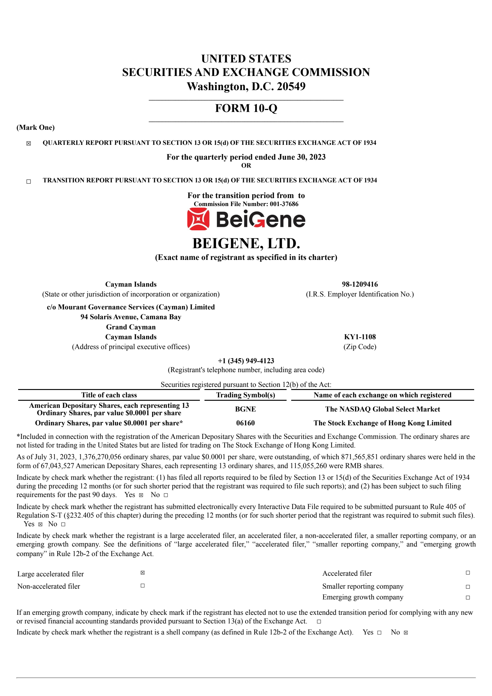 BeiGene's Q2 2023 Quarterly report