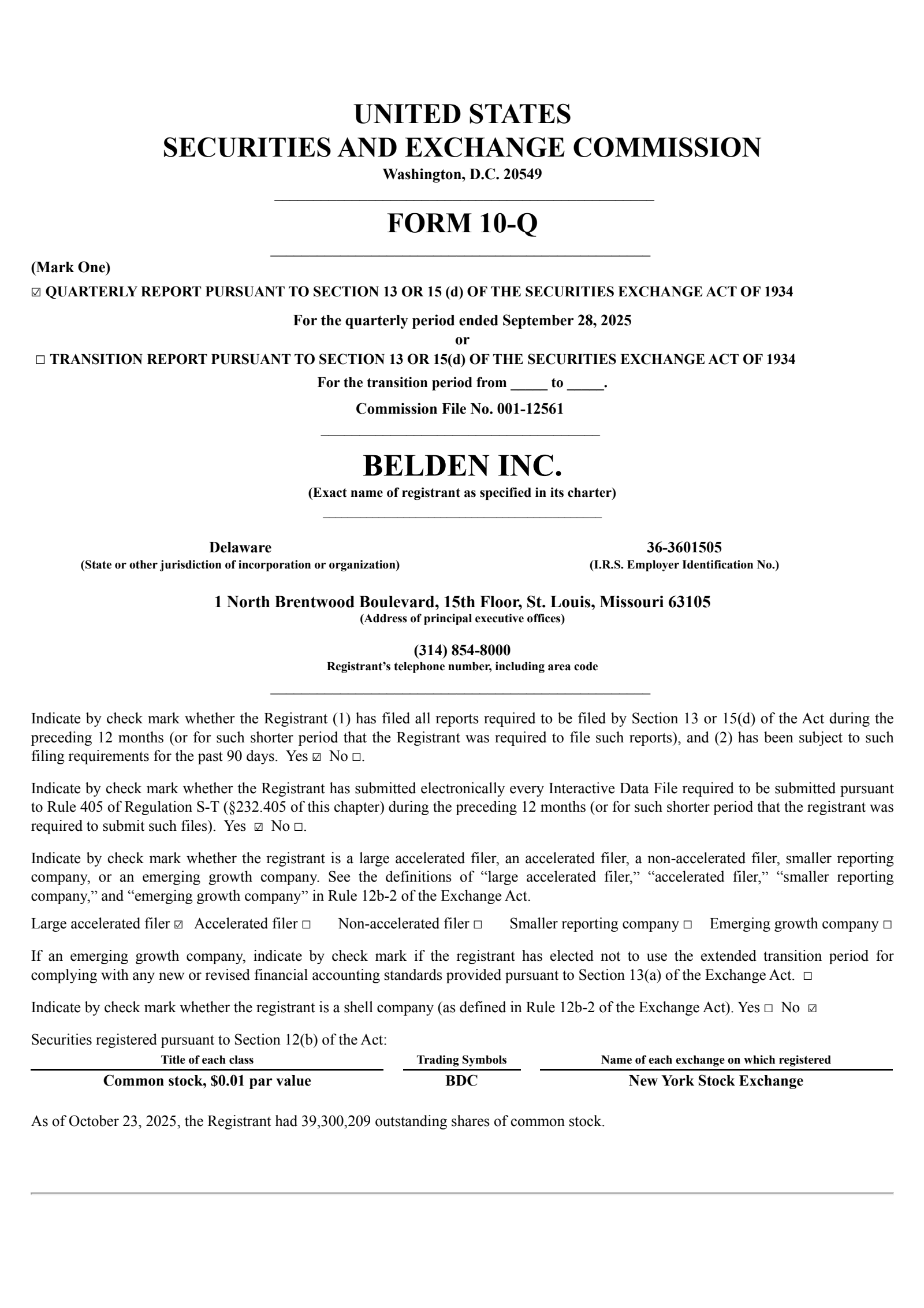 Belden's Q3 2025 Quarterly Report