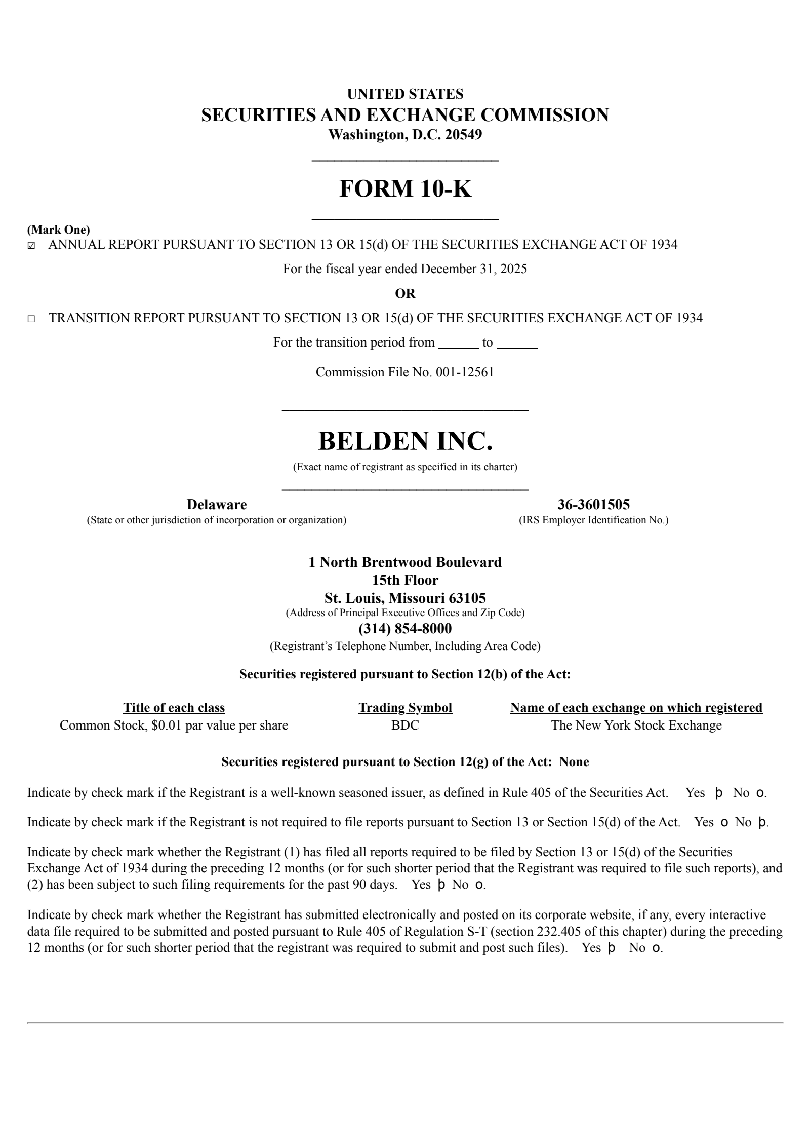 Belden's Q4 2025 Annual report