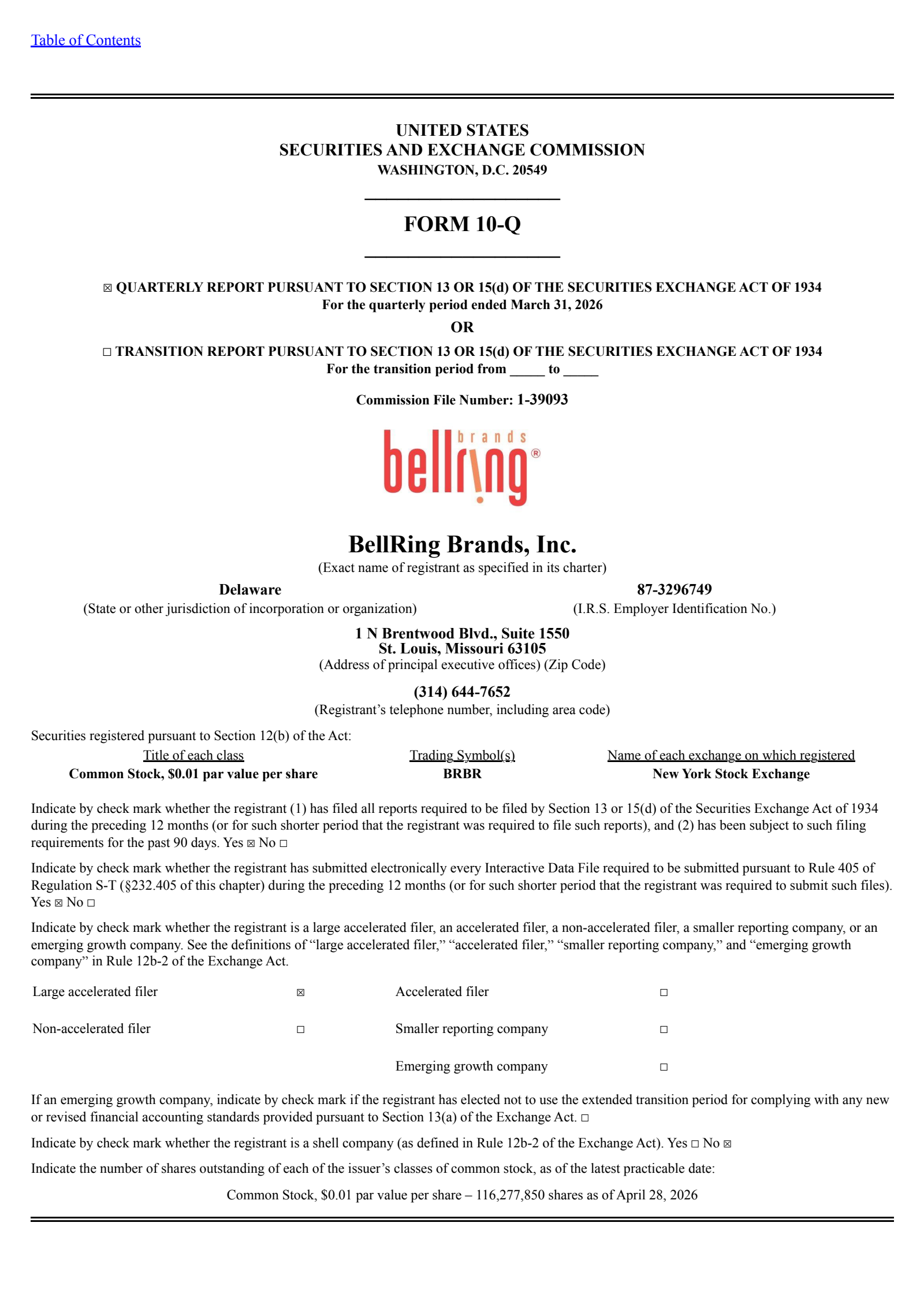 BellRing Brands' Q2 2026 Quarterly report