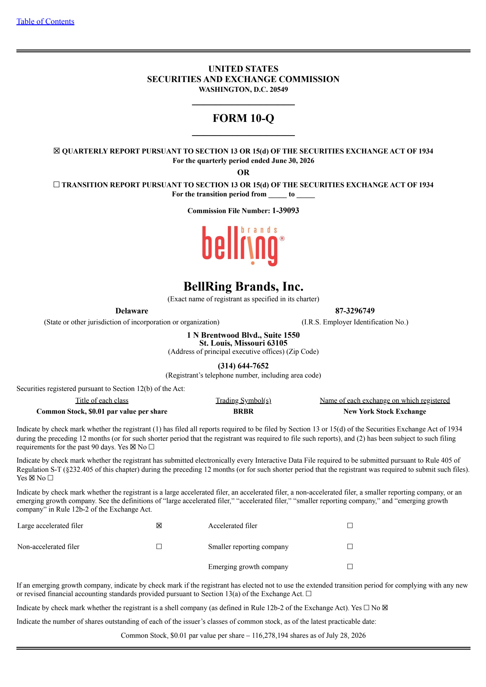 BellRing Brands' Q3 2026 Quarterly report