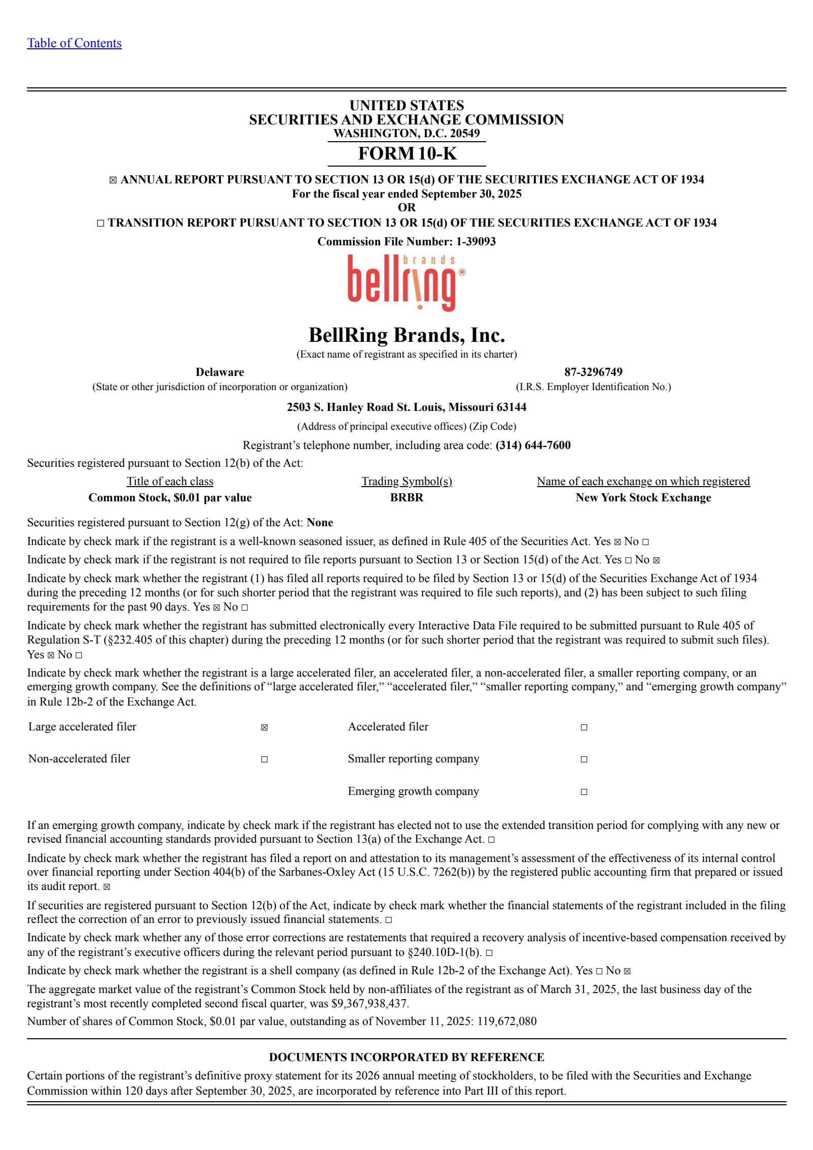 BellRing Brands' Q4 2025 Annual Report