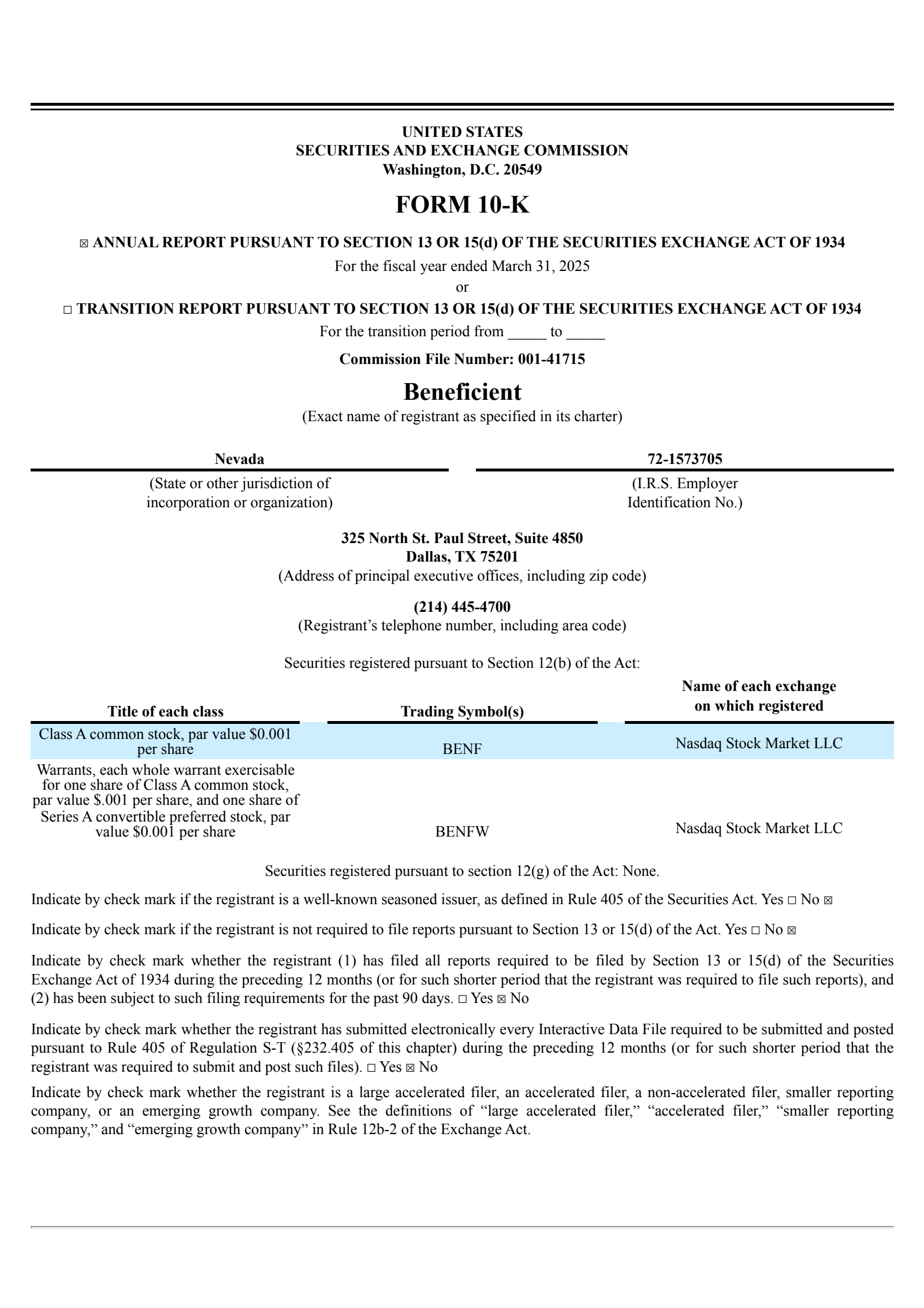 Beneficient's Q4 2025 Annual Report