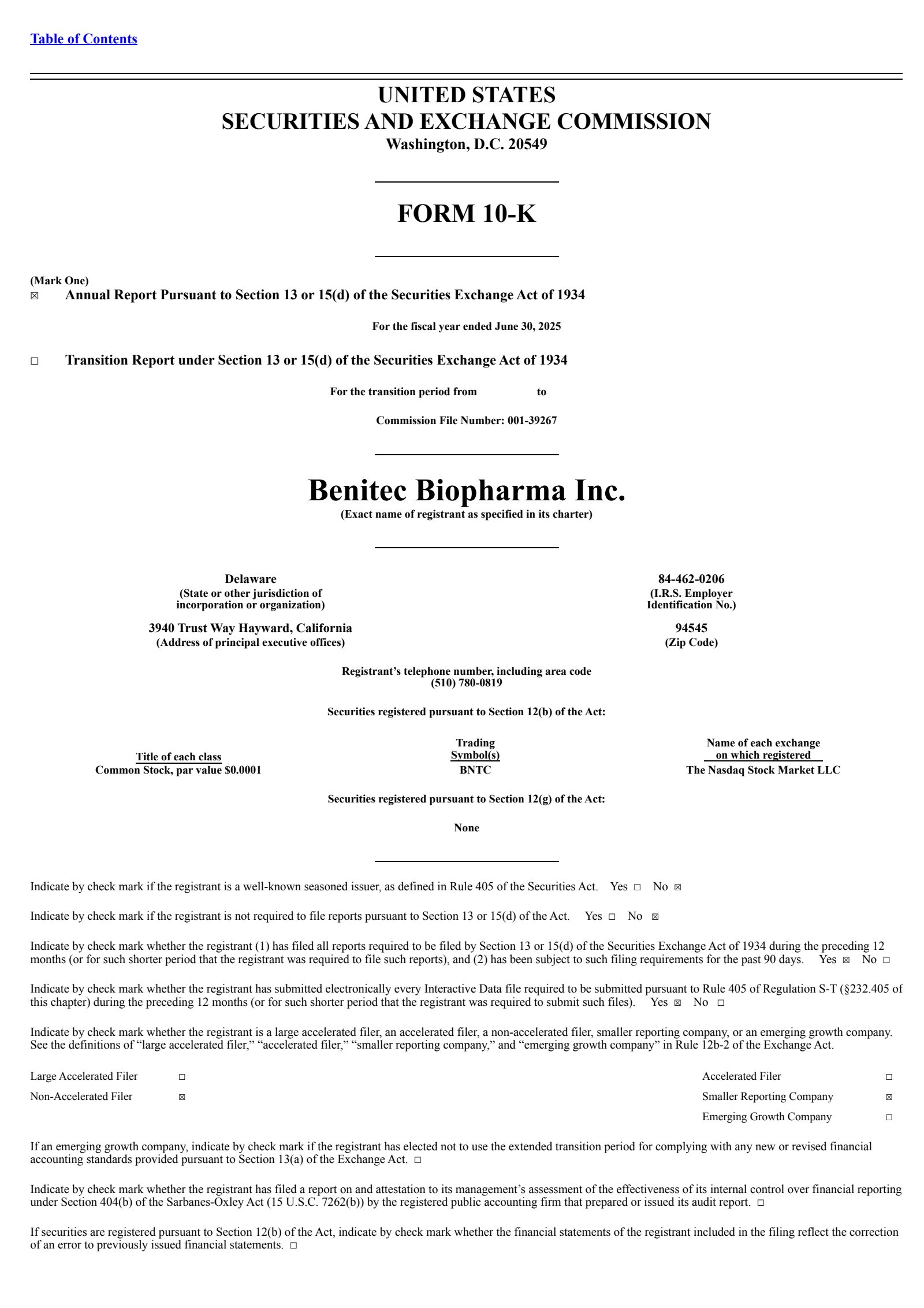 Benitec Biopharma's Q4 2025 Annual Report