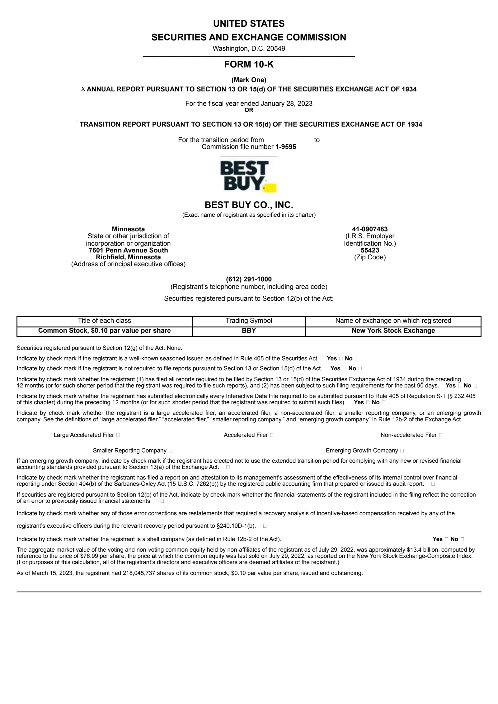 Best Buy's Q4 2023 Annual report