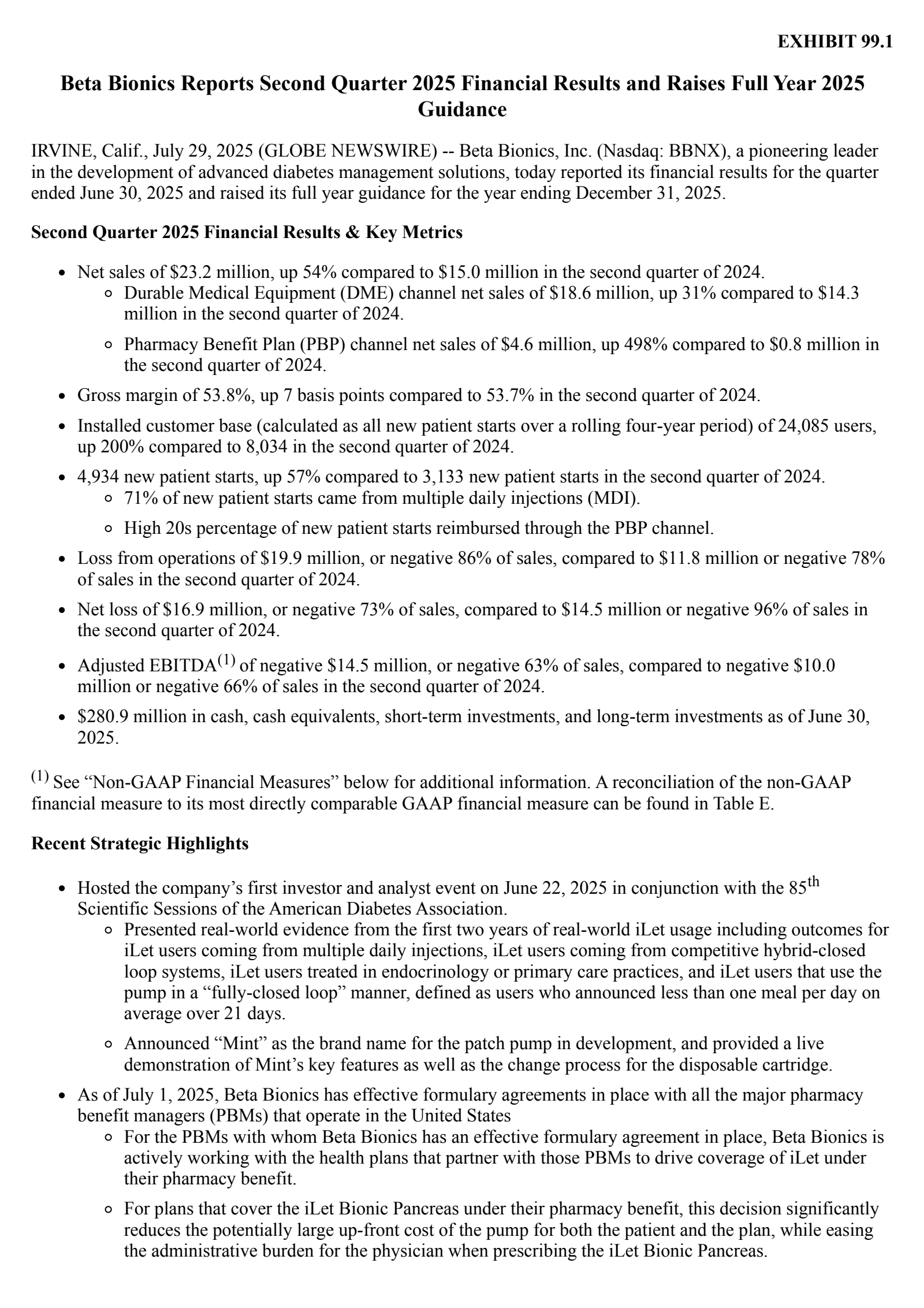 Beta Bionics' Q2 2025 Press Release