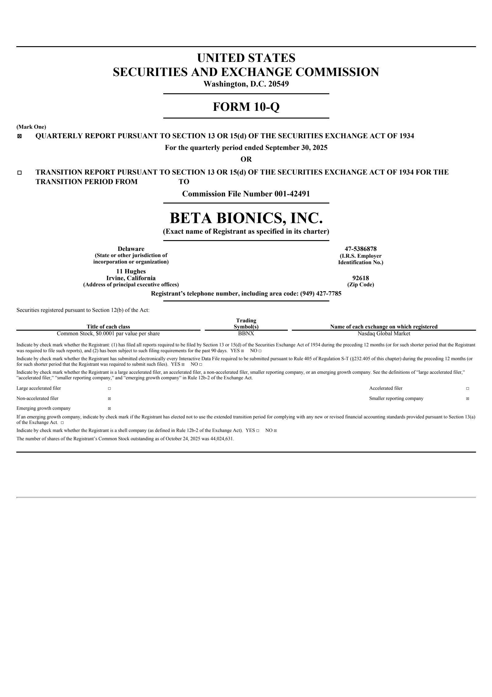 Beta Bionics' Q3 2025 Quarterly Report