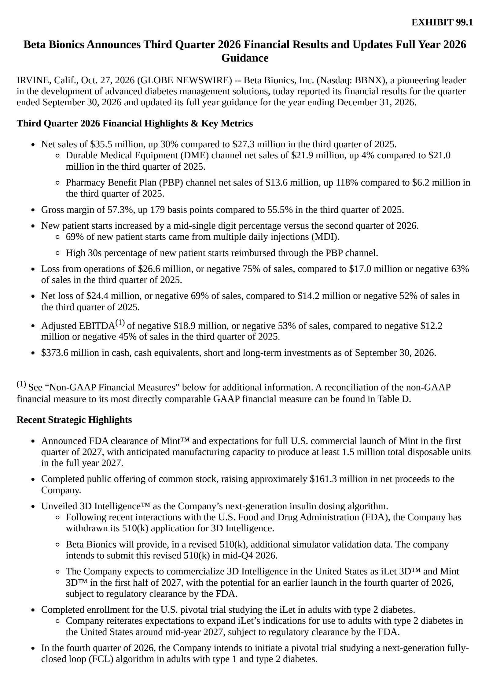 Beta Bionics (BBNX) Q3 2026 Earnings Results & Report