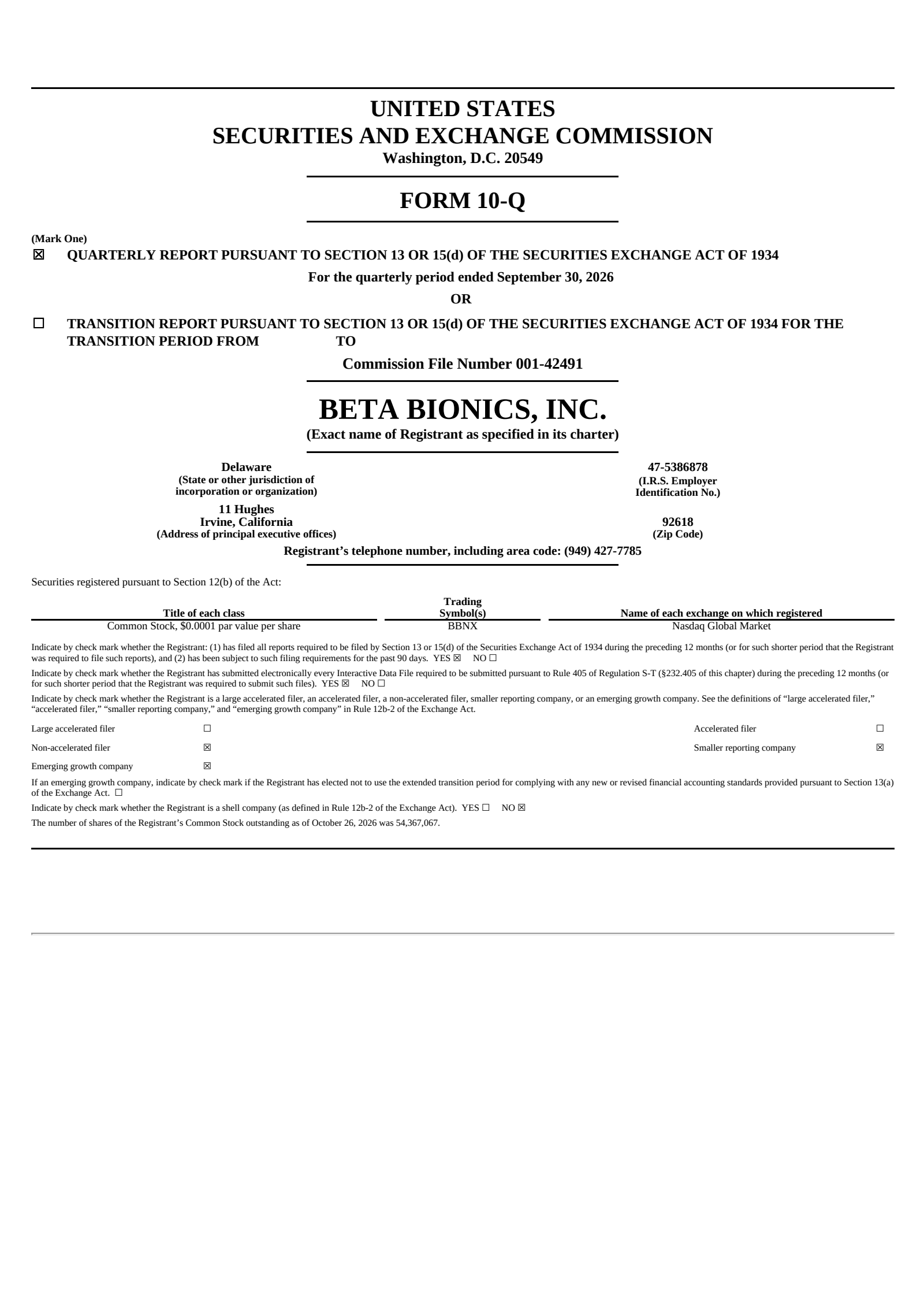 Beta Bionics (BBNX) Q3 2026 Earnings Results & Report