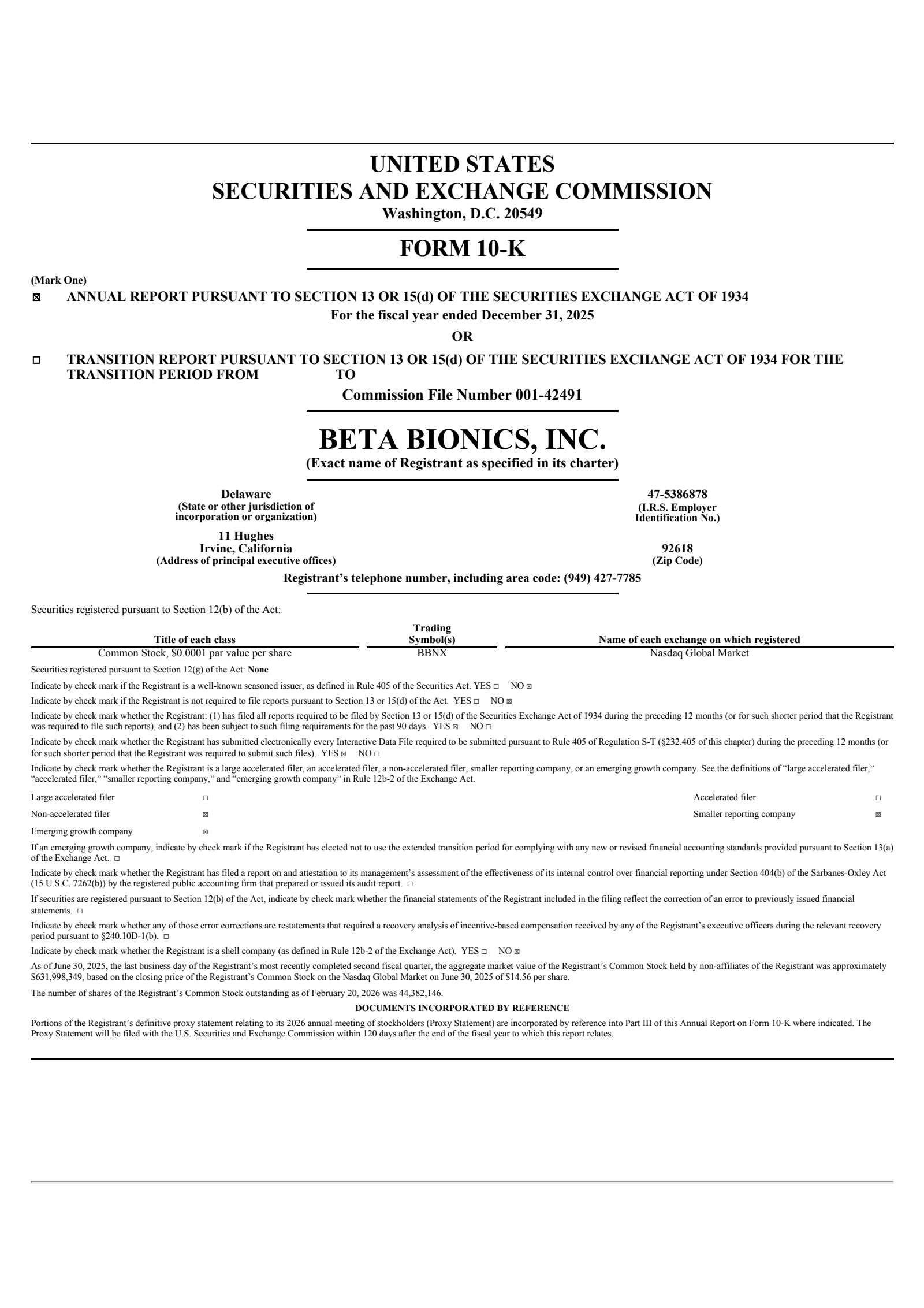 Beta Bionics' Q4 2025 Annual report