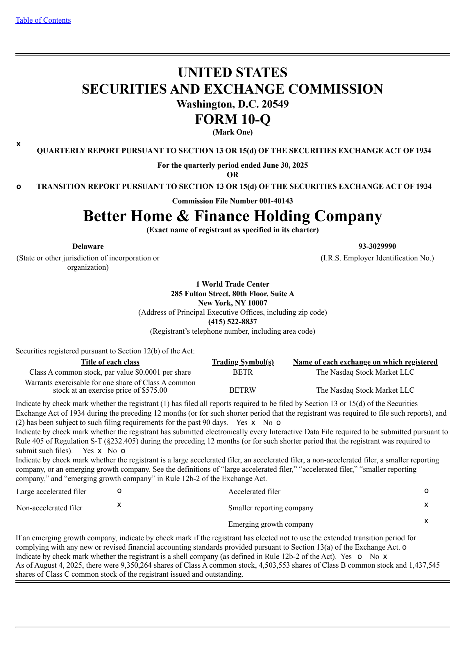 Better Home & Finance's Q2 2025 Quarterly report