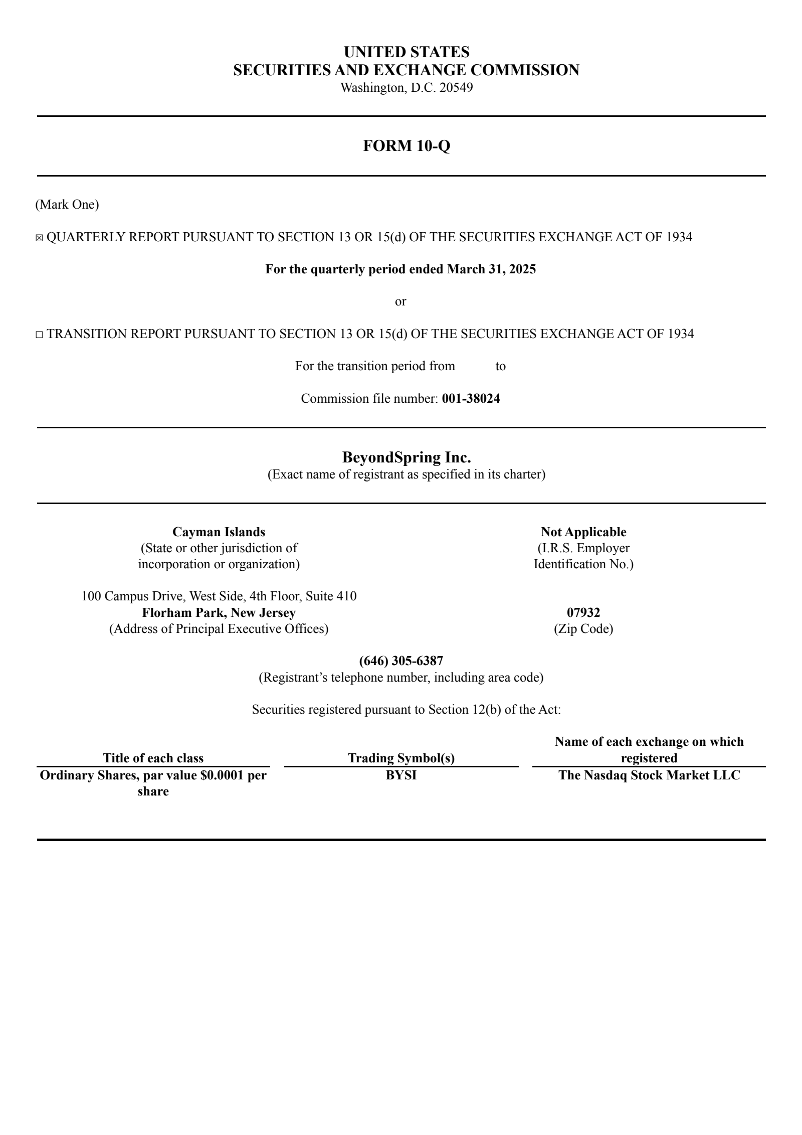 BYSI Q1 2025 Earnings Report on 5/12/2025