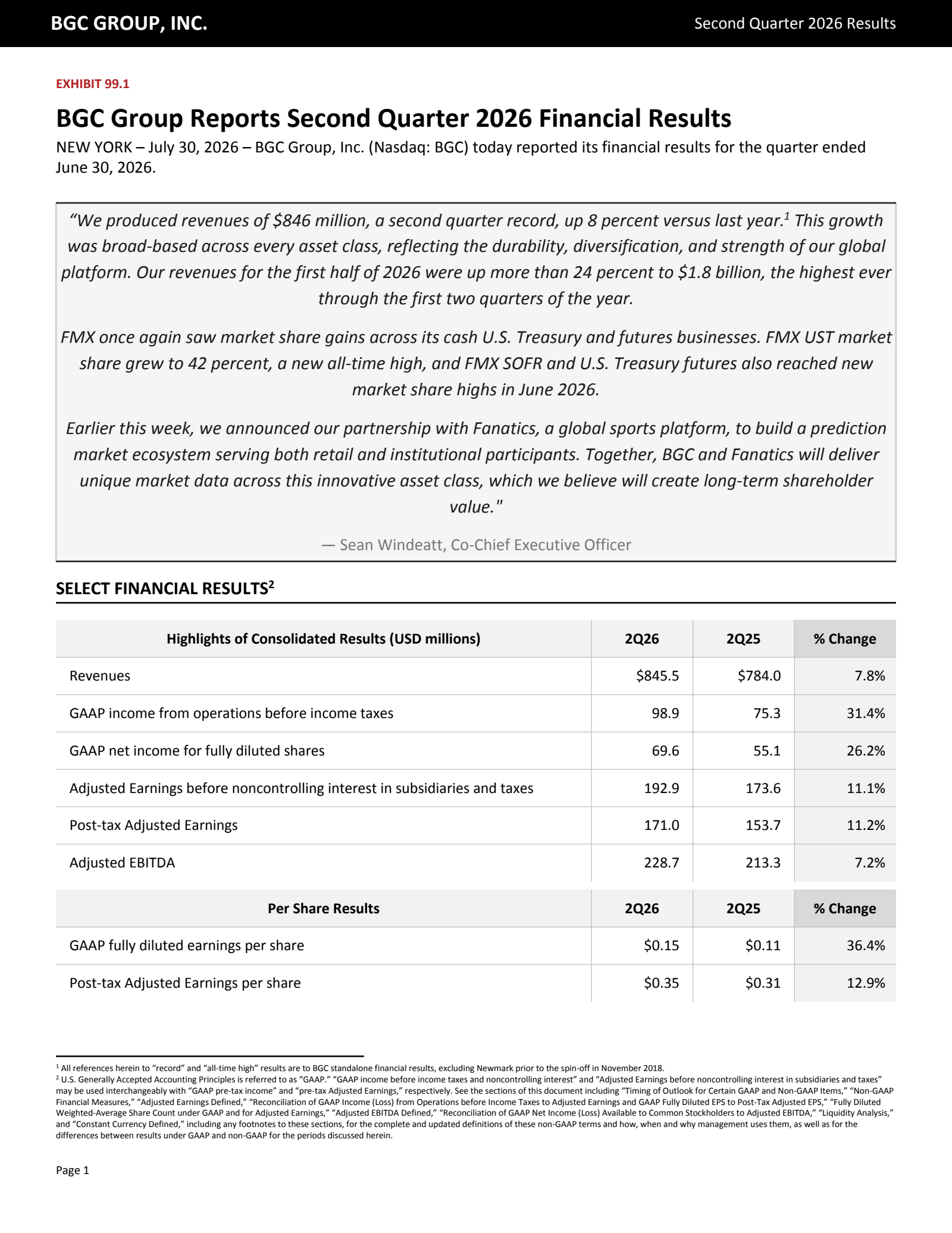 BGC Group's Q2 2026 Press Release