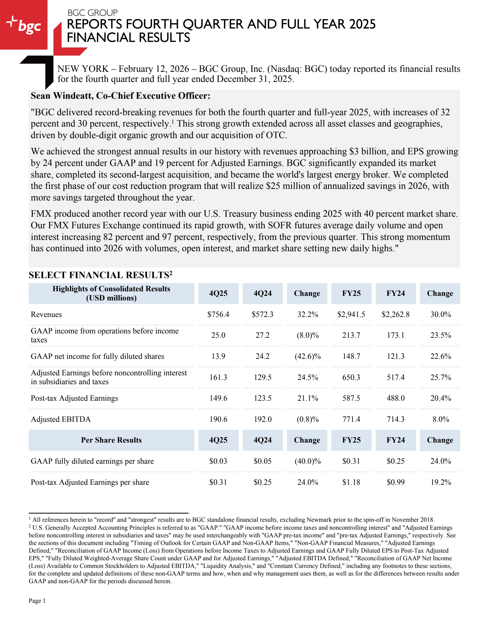 BGC Group's Q4 2025 Press Release
