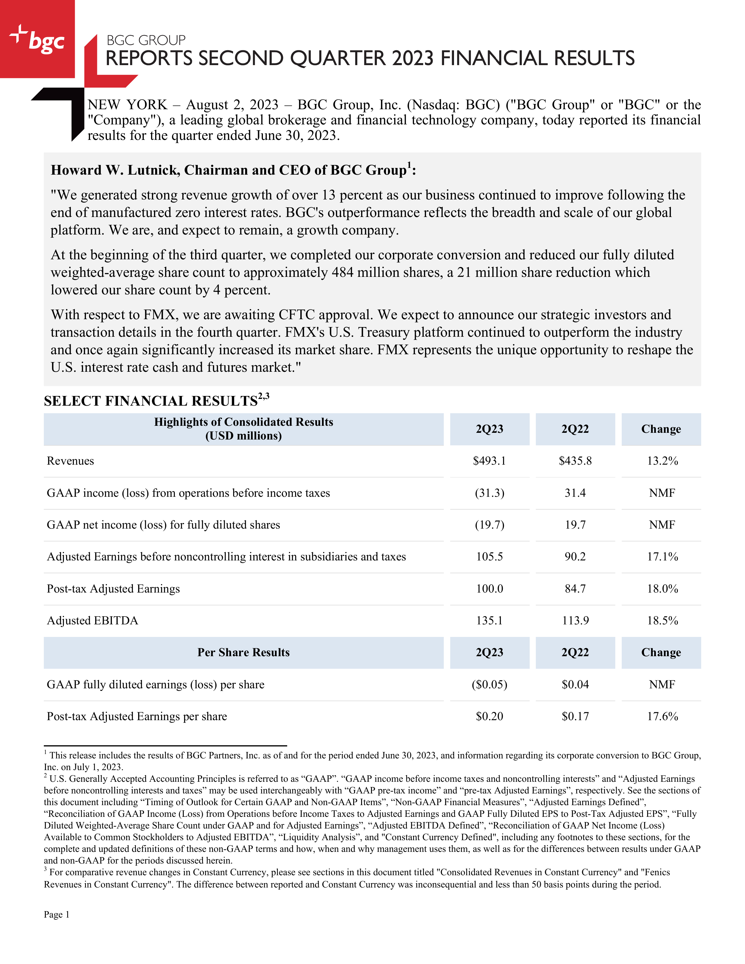 Bgc Coverage BGC Q2 2023 Earnings Report on 8/2/2023