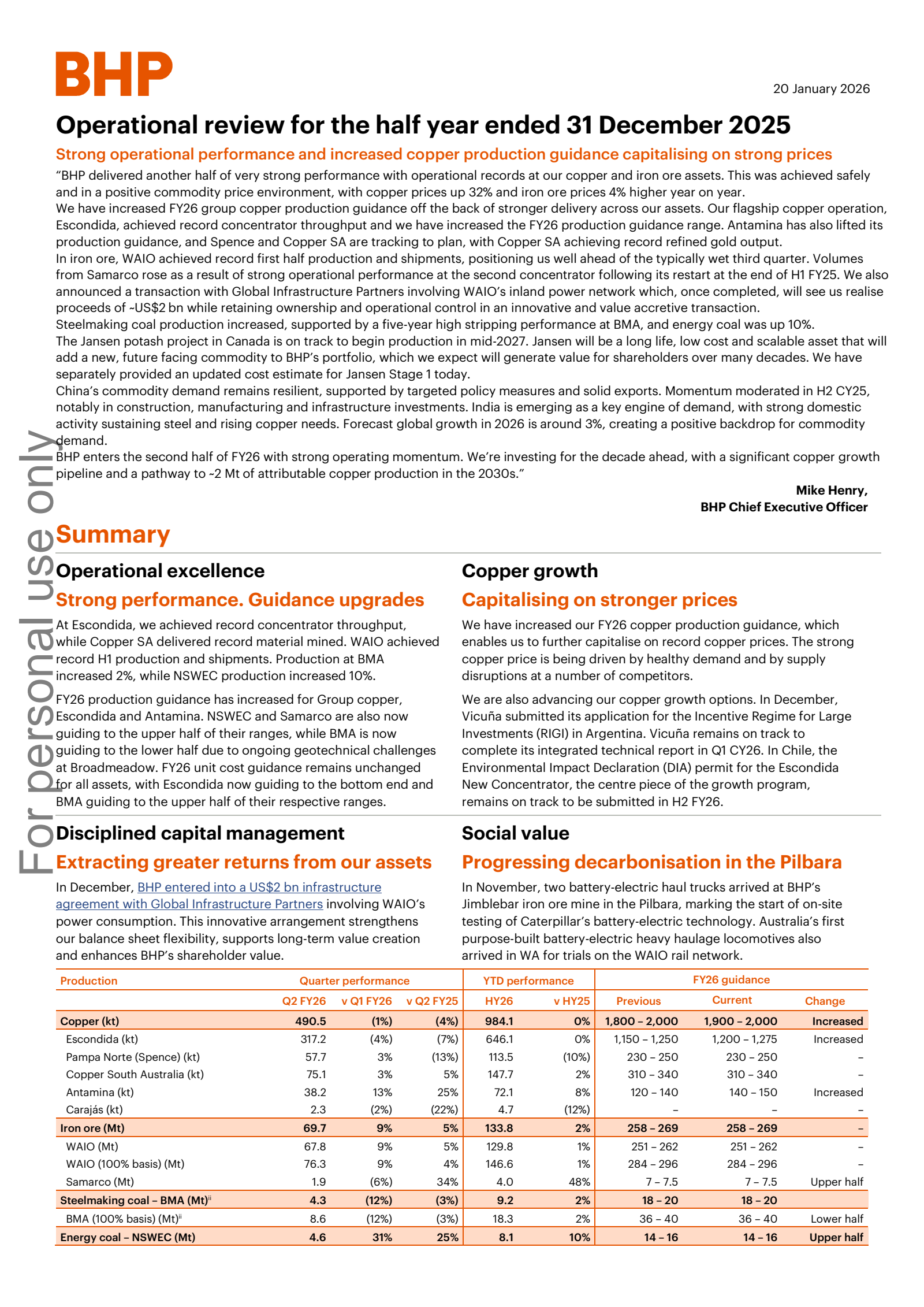 BHP Q2 2026 TU Earnings Report on 2/17/2026